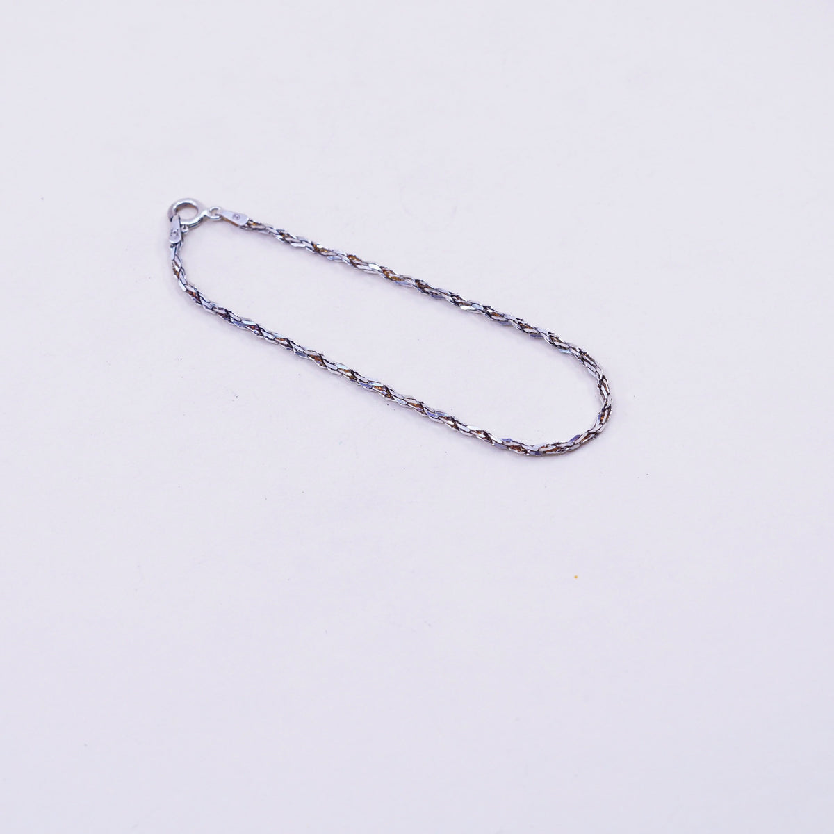 6.5”, 2mm, Vintage sterling silver bracelet, Italy made 925 twisted bracelet