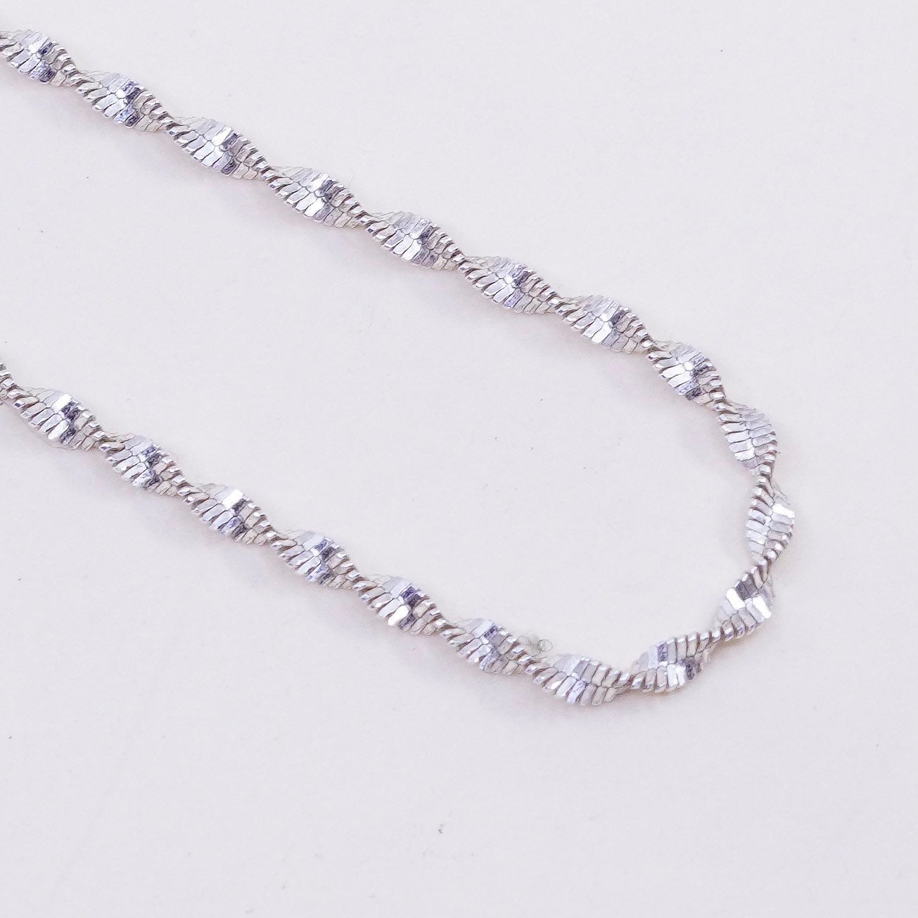 18”, 2mm, vintage Sterling silver necklace, 925 twisted herringbone chain