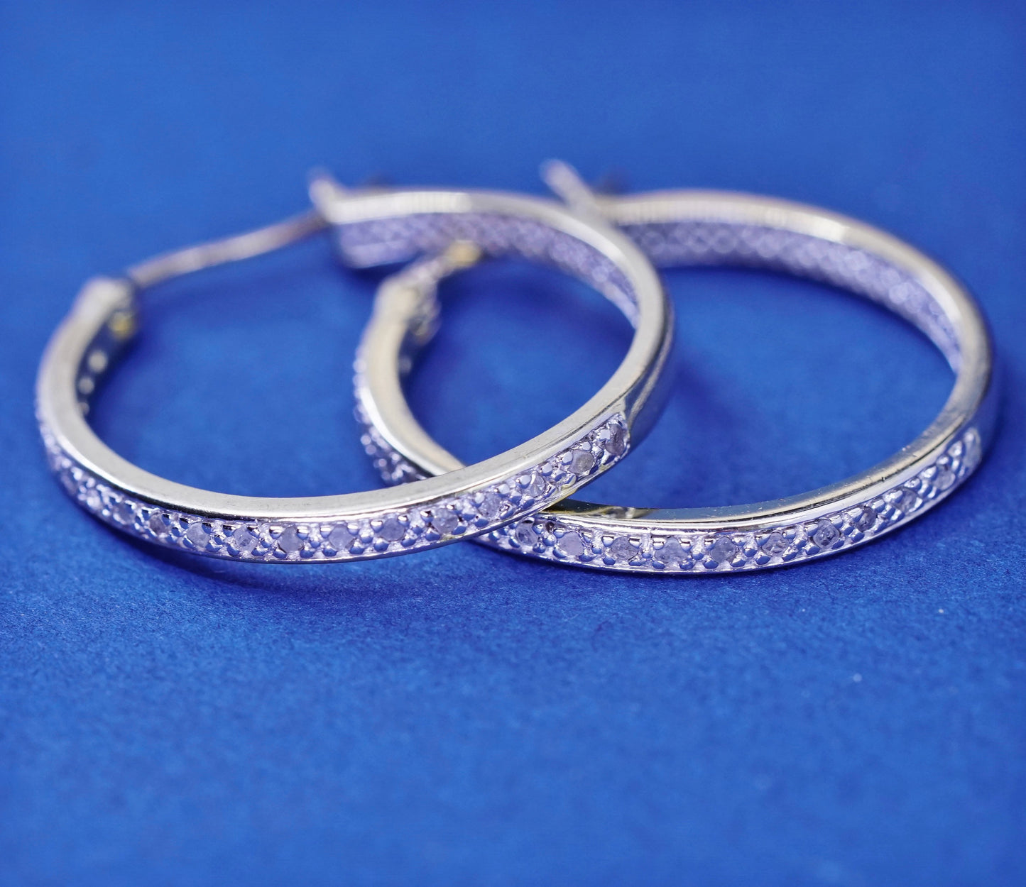 1”, DBJ Vermeil gold over Sterling 925 silver earrings, hoops, huggie diamond
