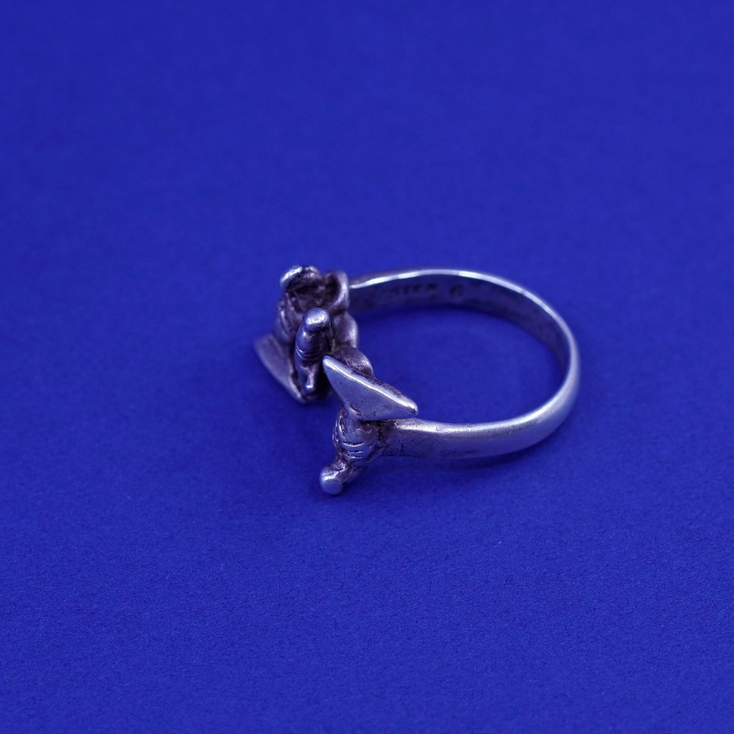 Size 4.5, vintage Native American sterling silver handmade ring, 925 bird band