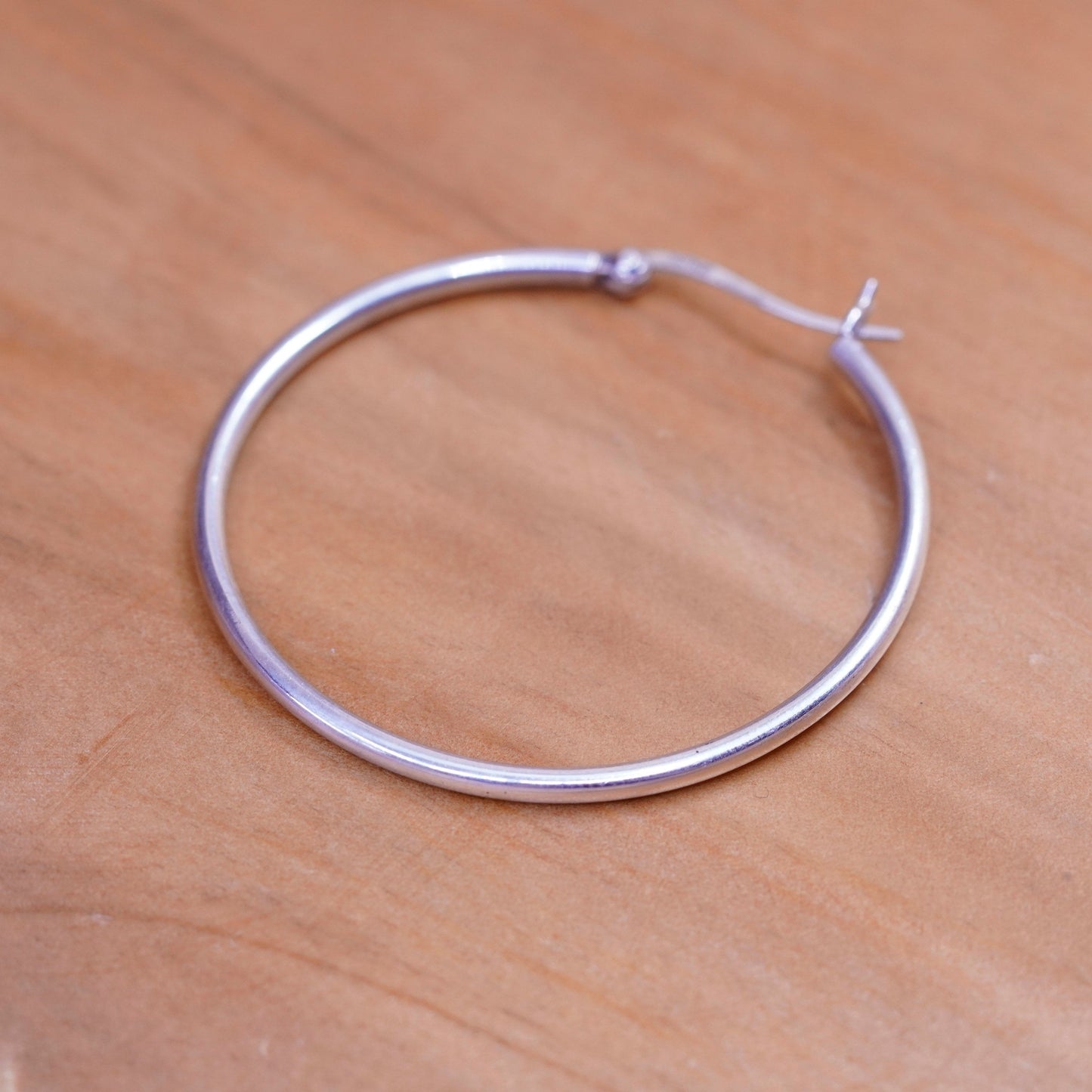 1.75”, vintage Sterling silver handmade earrings, 925 silver hoops
