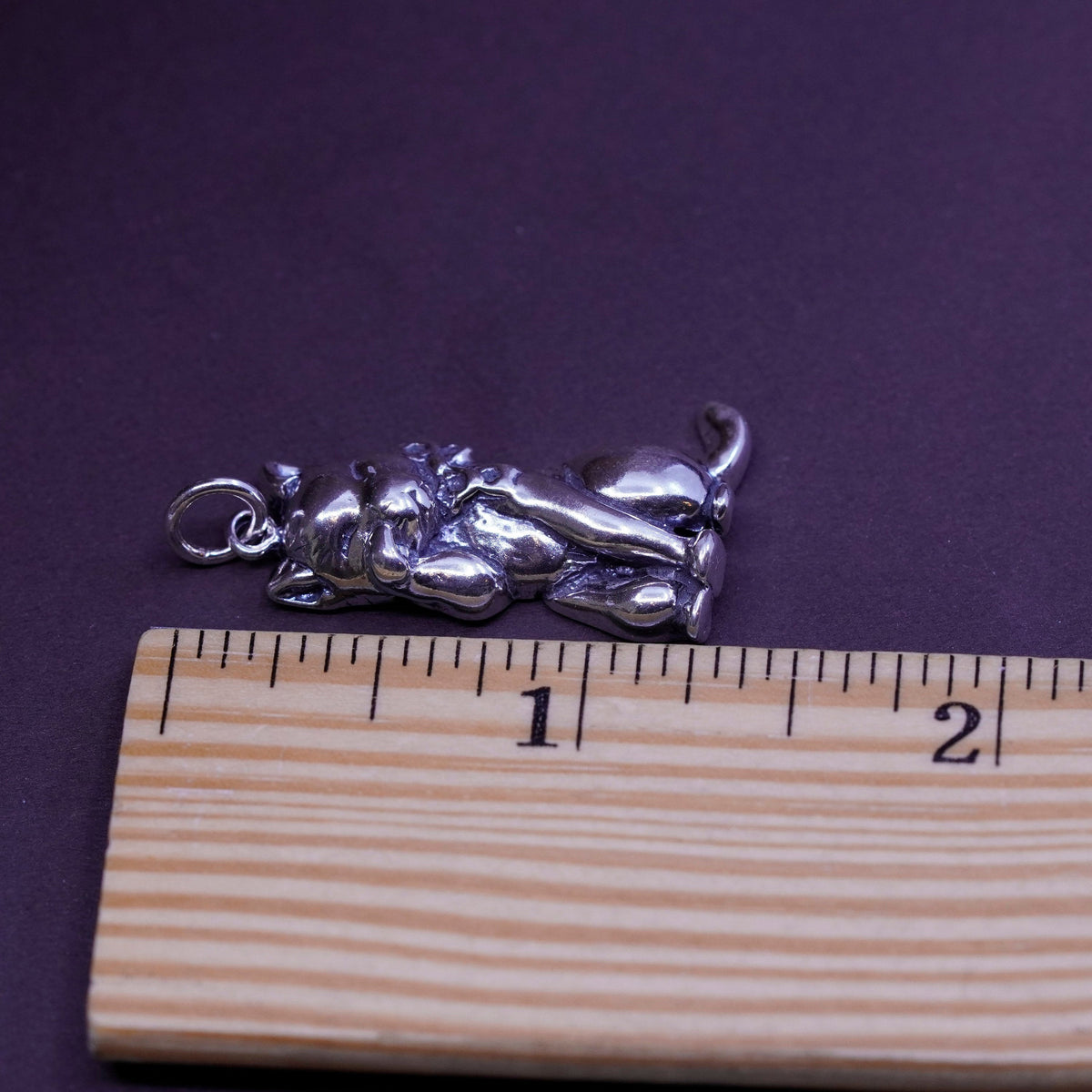 Vintage Sterling silver handmade pendant, 925 cat, kitty pendant