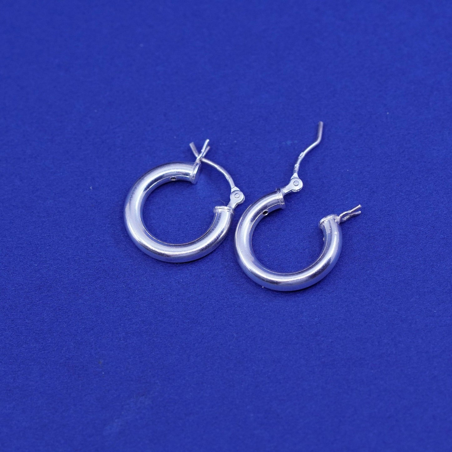 0.5", vtg Sterling silver handmade hoop earrings, fine 925 silver huggie