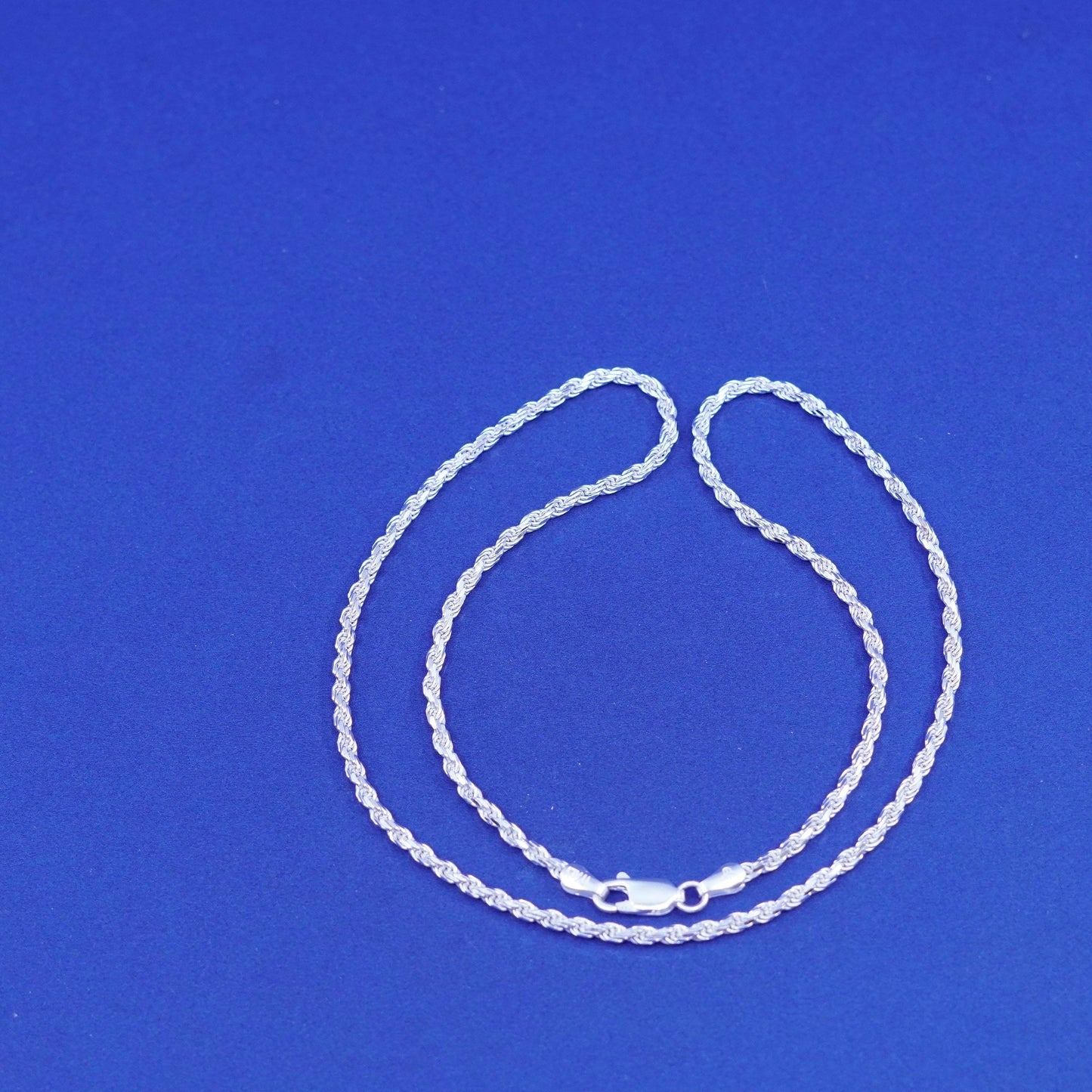 18”, vintage IBB Sterling silver handmade necklace, 925 diamond rope chain