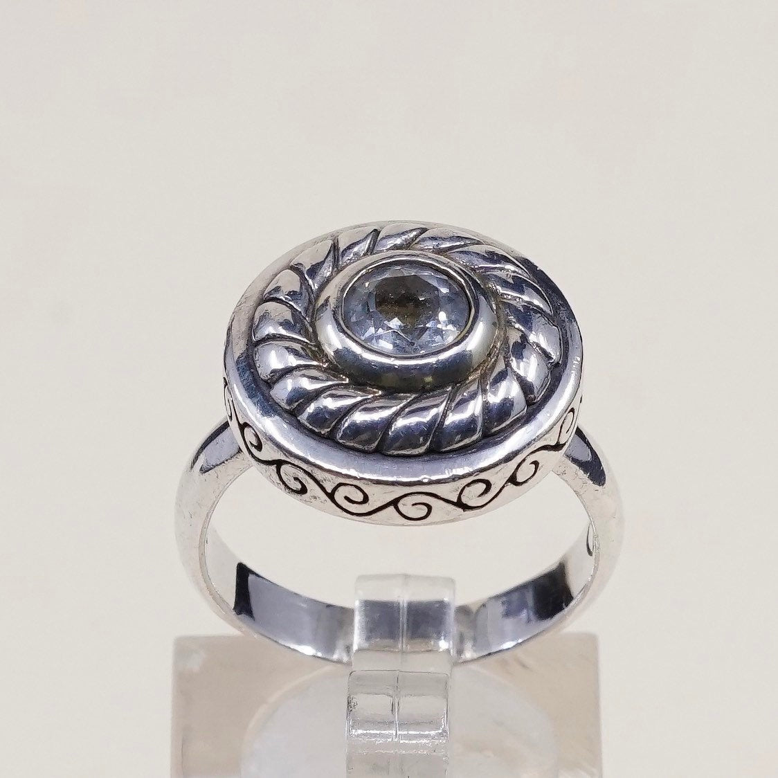 sz 8.25, Brighton Sayan Sterling silver statement ring, 925 cable around cz