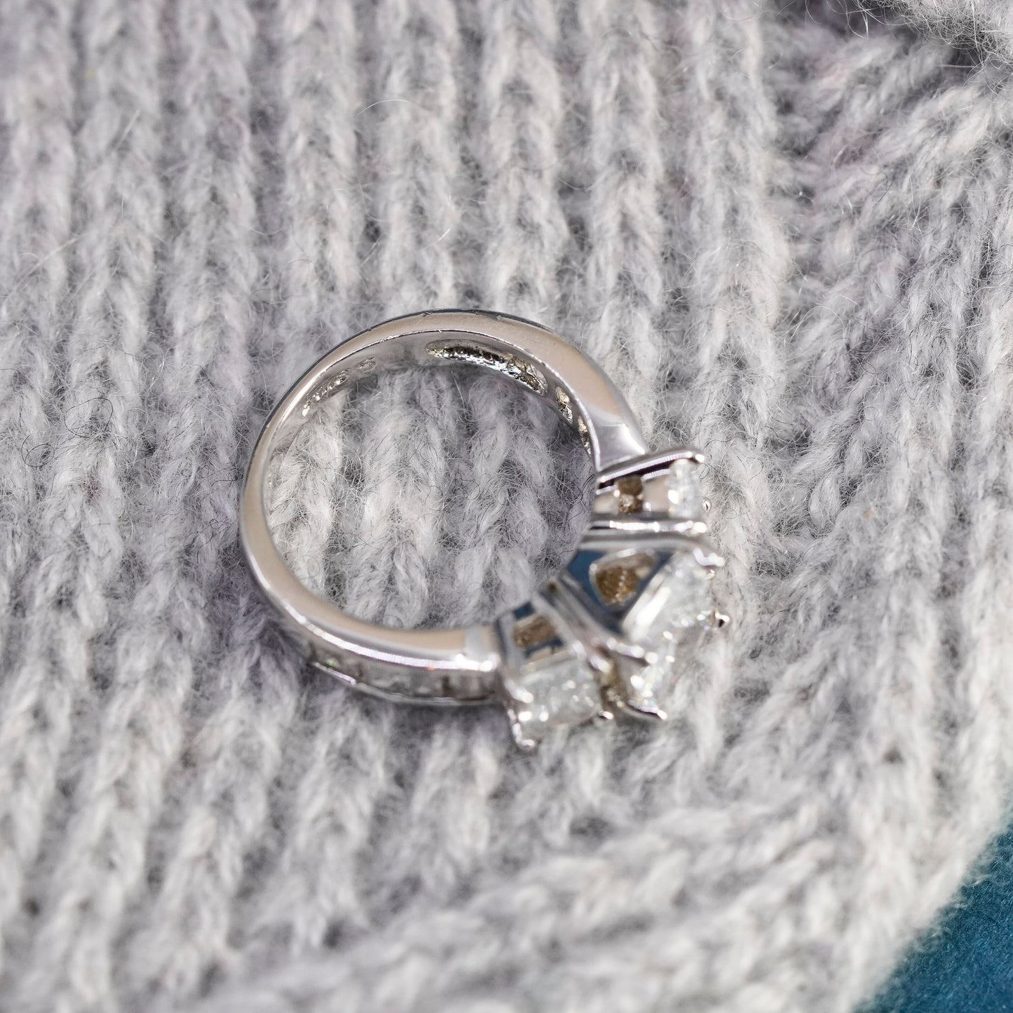 Size 5, vintage Sterling silver handmade ring, 925 engagement ring with cz