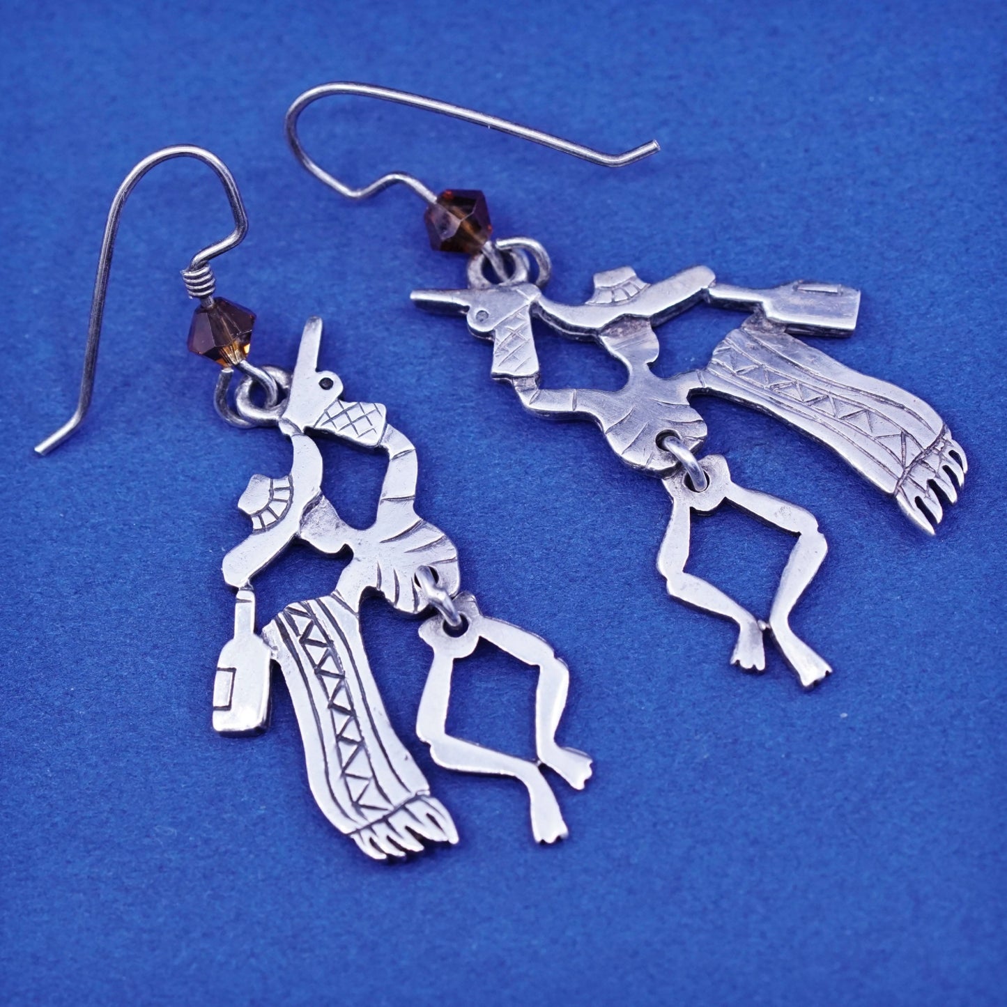 sterling silver handmade earrings, 925 Mexican día de los muertos skull dangles