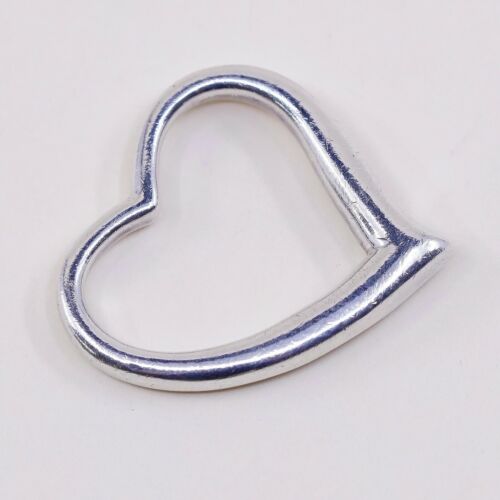 Vintage Italy Sterling Silver Heart Pendant, Solid 925 Silver Charm