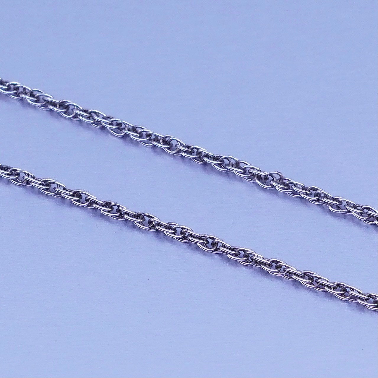 17+2” 1mm, vintage Italy Sterling 925 silver circle chain necklace