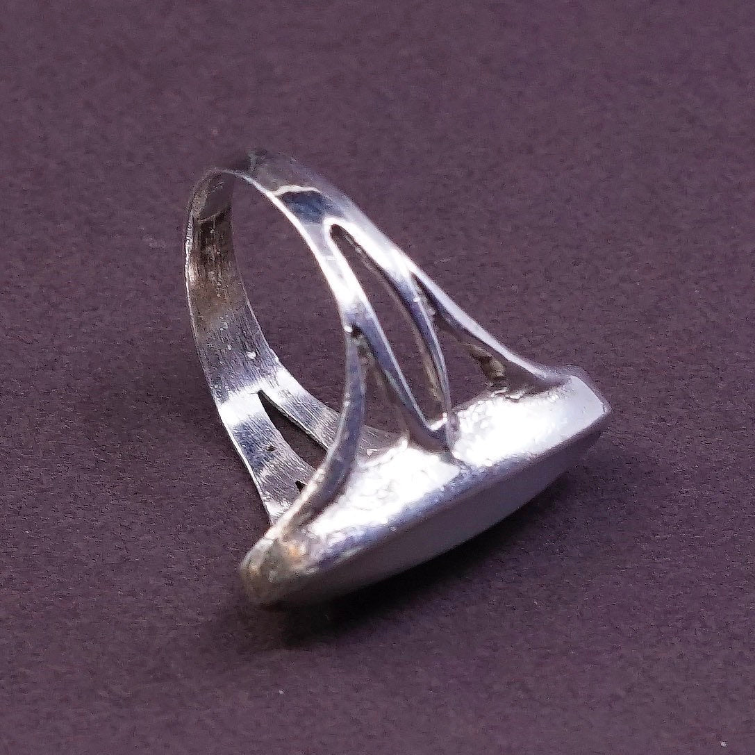 sz 5.5, vtg Sterling silver handmade ring, southwestern 925 w/ mother of pearl