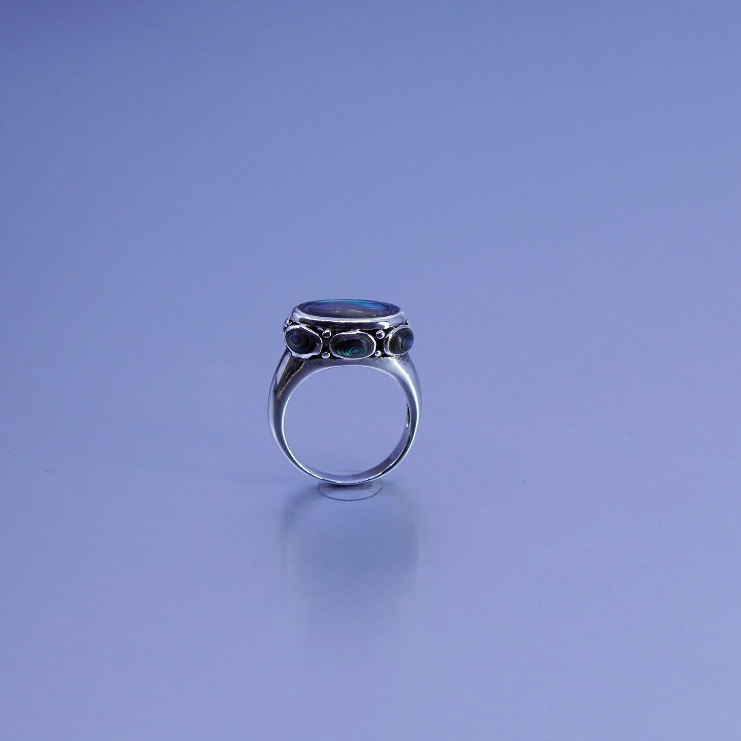 Size 5.5, southwestern vintage 925 silver handmade ring with abalone