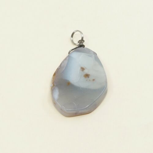 Vtg Huge 925 Sterling Silver Handmade Pendant W/ agate, Silver Tesyed