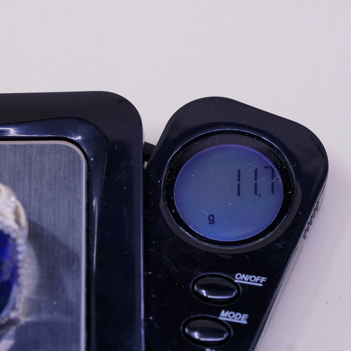 Size 10, vtg sterling 925 silver handmade ring with Lapis lazuli and Cz around