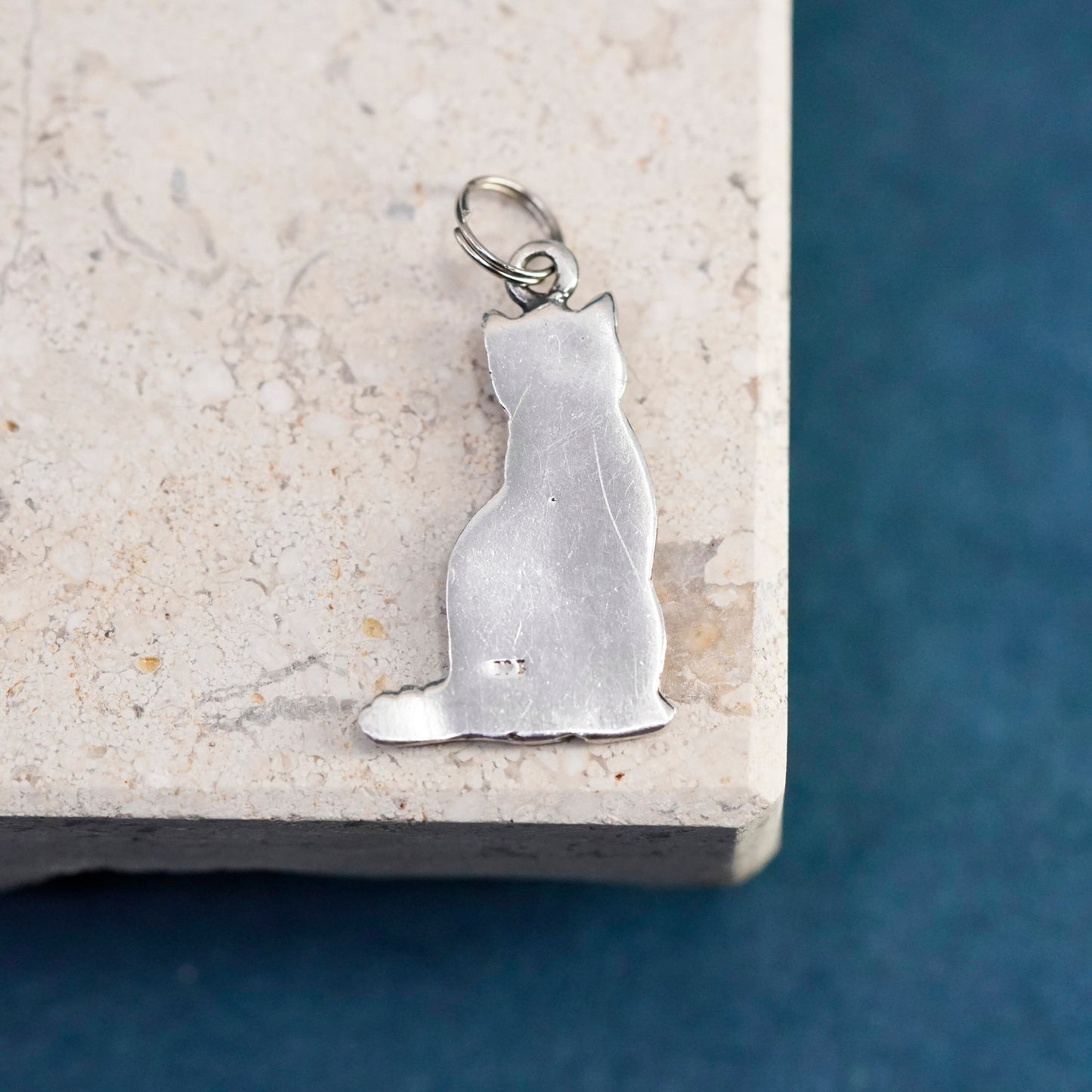 Vintage Sterling silver Handmade pendant, 925 kitty cat charm