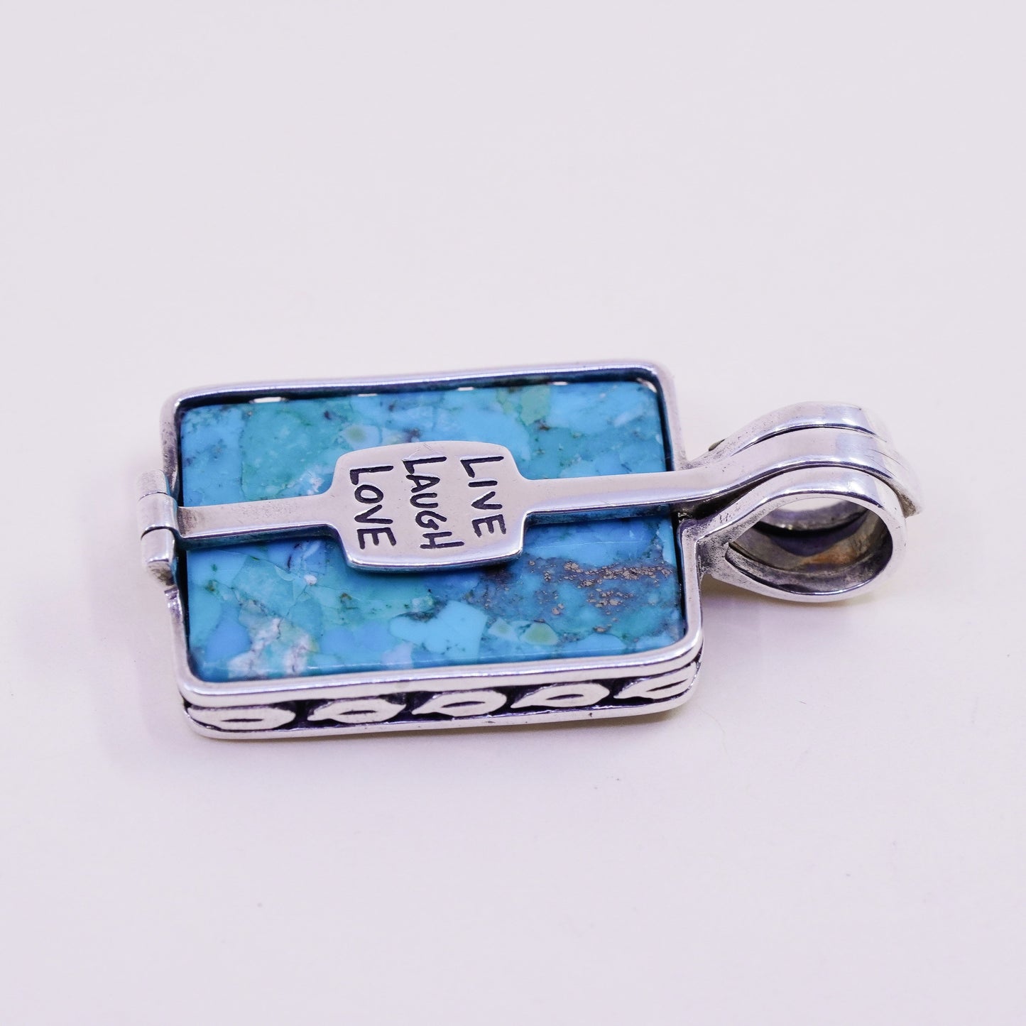 vintage silpada sterling silver pendant, 925 life of tree with Square Turquoise