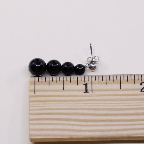 Vtg Southwestern Sterling 925 Silver Handmade Earrings W/ Obsidian Bead