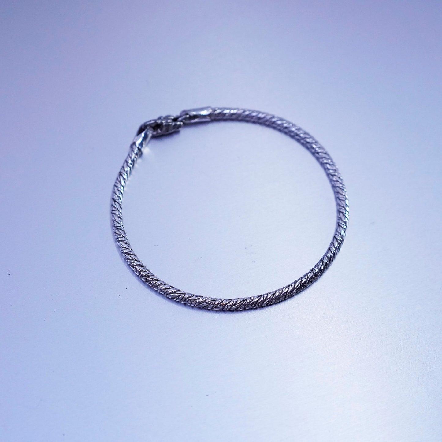 7”, 3mm, Sterling 925 silver handmade bracelet, textured bold snake chain