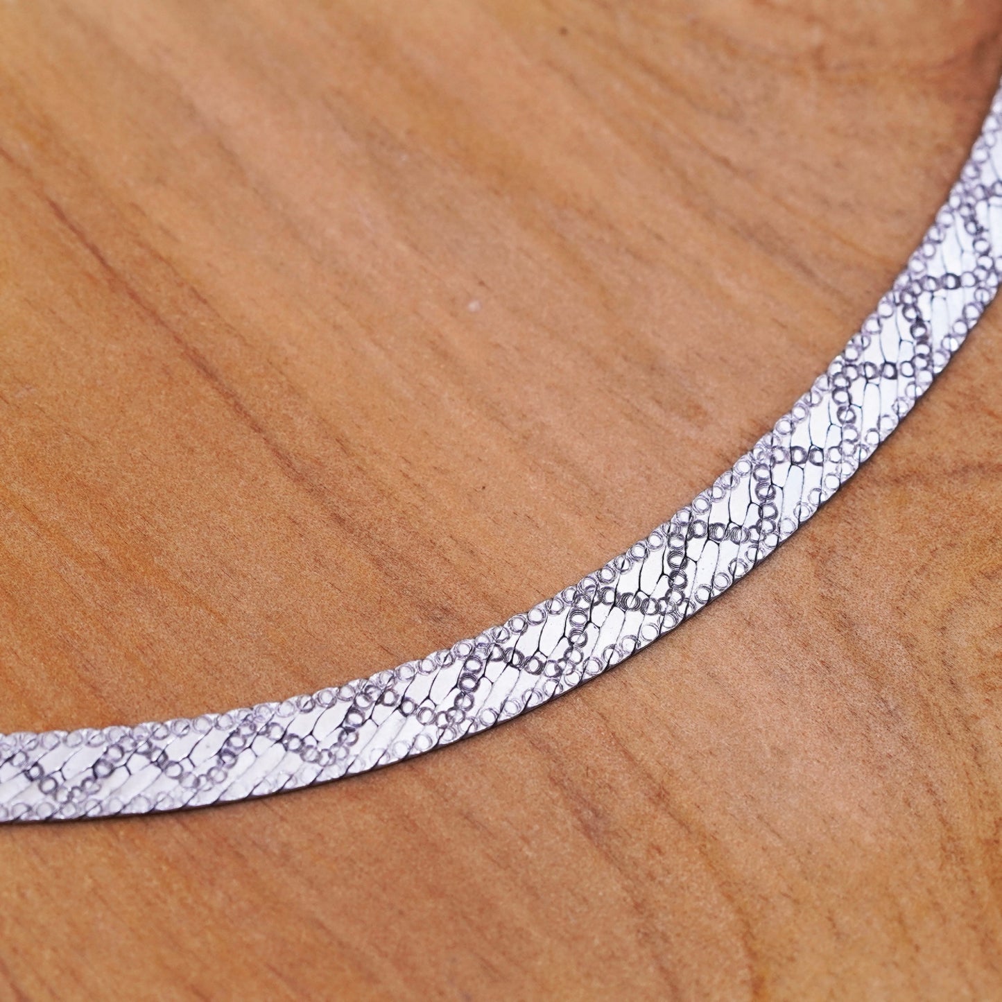 18”, vtg Italy Milor Sterling silver textured herringbone chain, 925 necklace