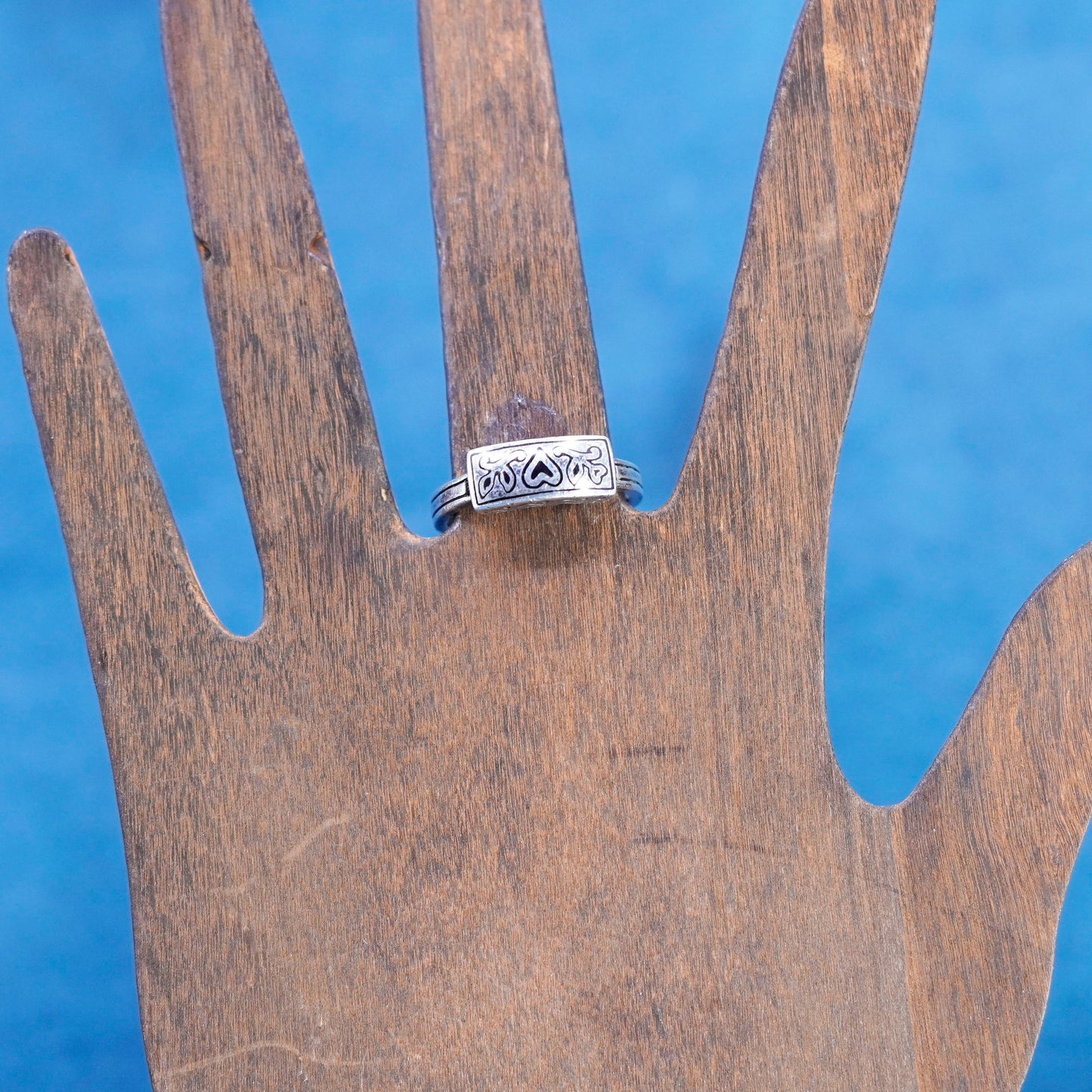 Size 8.5, Brighton Sayan Sterling Silver Handmade ribbed Ring, 925 Band ring