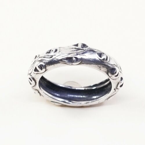 Size 7, Vtg Mexico TMD Sterling Silver Handmade Ring 925 Band W/ Beads