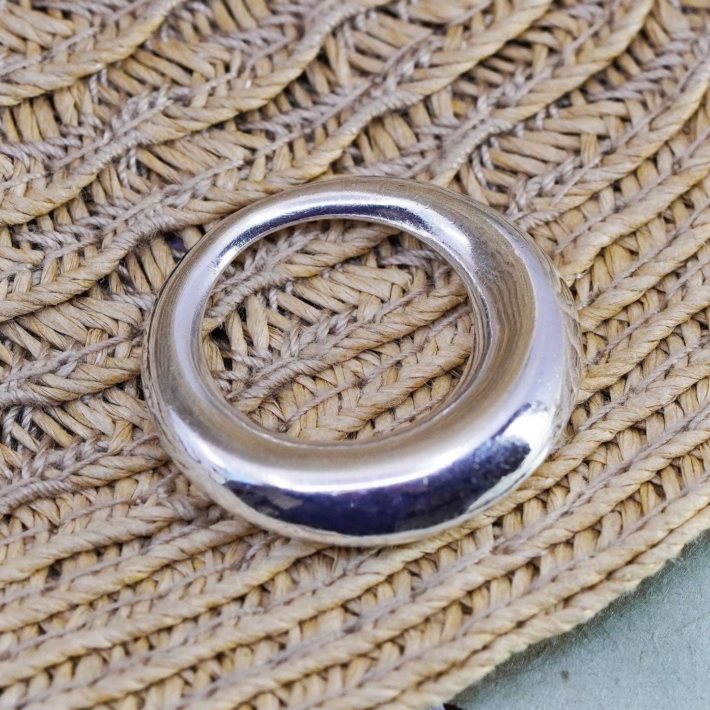 Vintage Sterling silver handmade pendant, 925 high polished circle