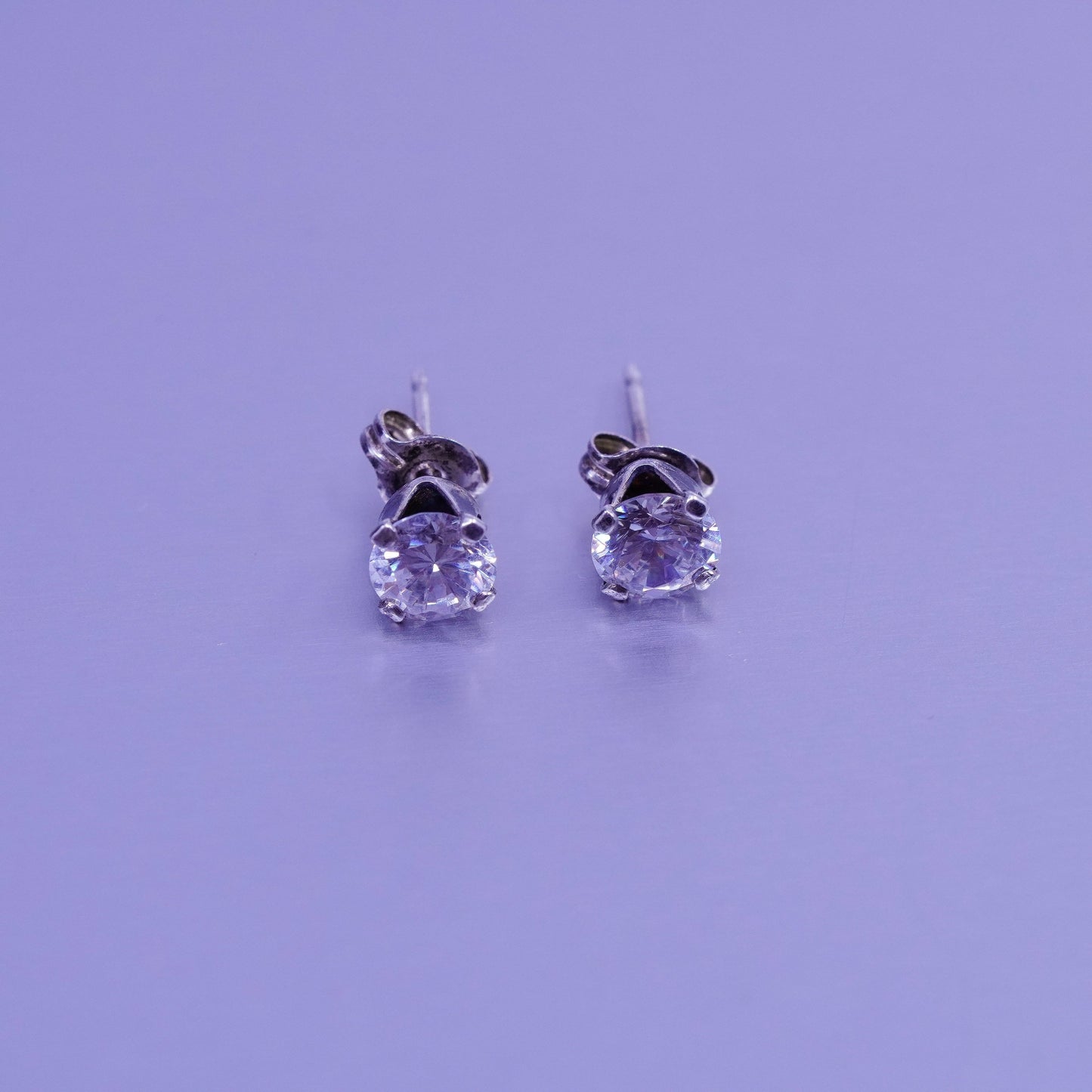 Vintage Sterling 925 silver earrings, studs with cz inlay