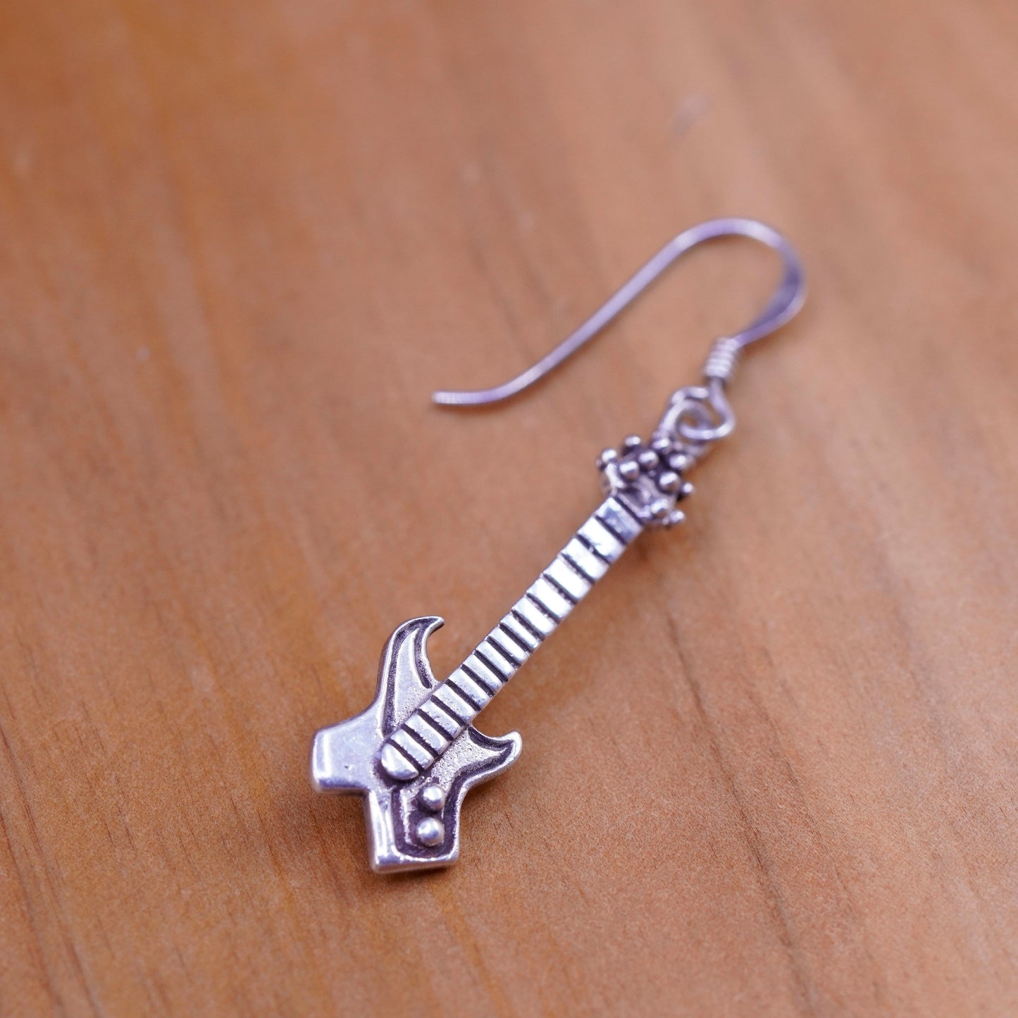 Vintage Sterling silver handmade earrings, 925 Electric guitar