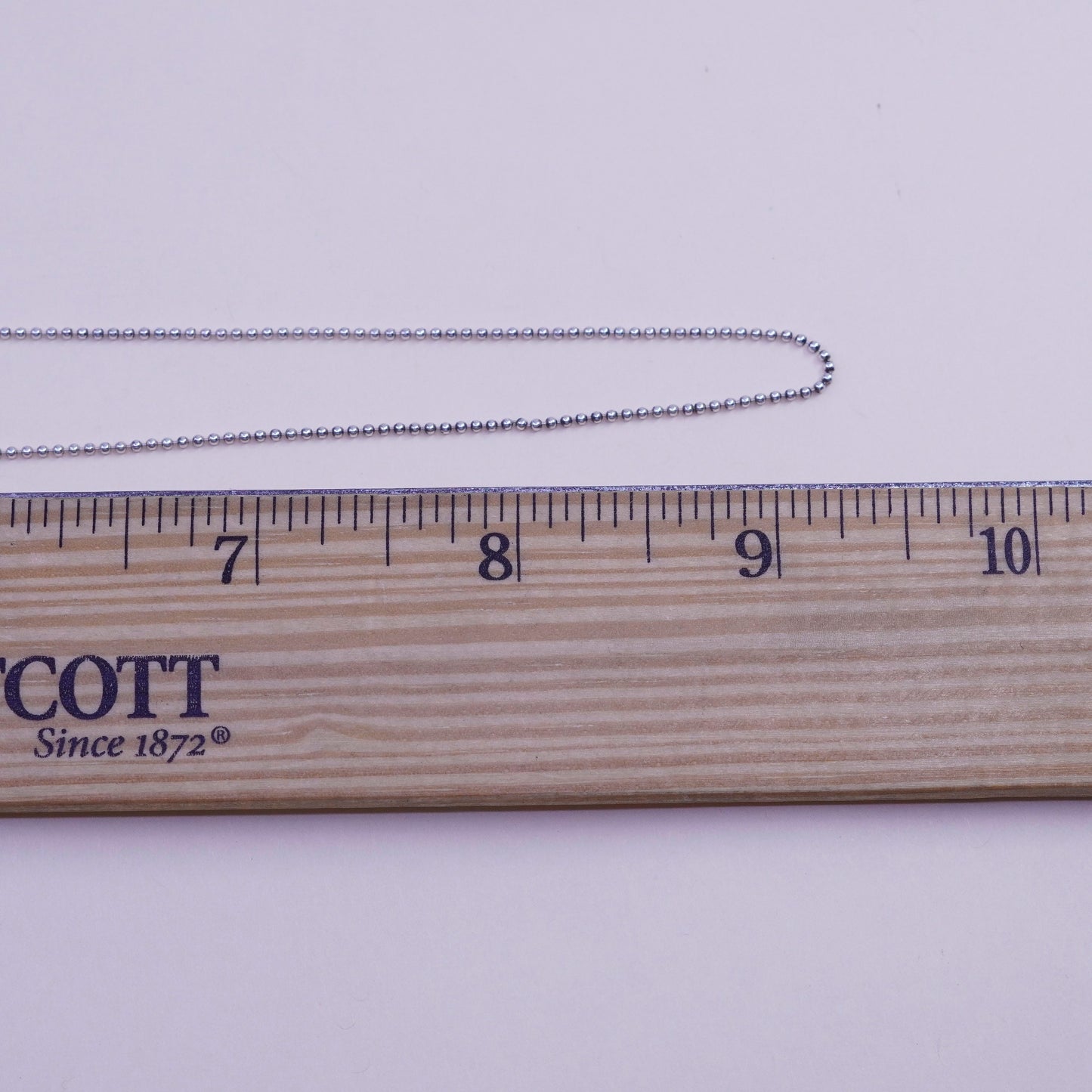 16+2”, 1mm, Vintage Sterling 925 silver bead chain necklace teardrop pendant