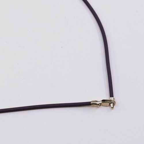 16”, Vtg Gold Over Sterling 925 Silver Clasp W/ Brown Rubber Chain Necklace