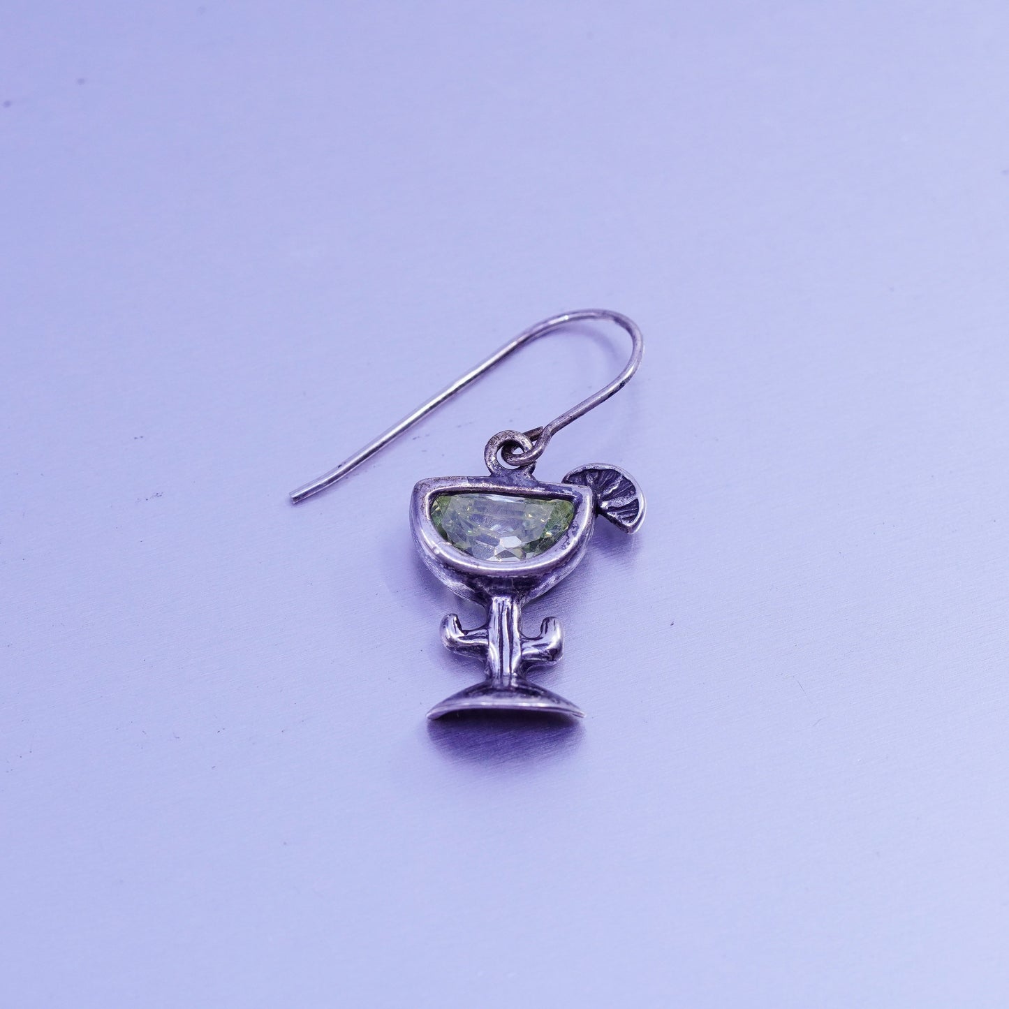 Silpada Sterling 925 silver earrings with martini glass Green Cz Cubic Zirconia