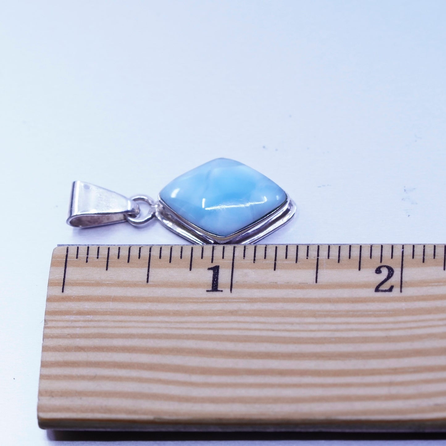 antique sterling 925 silver handmade pendant with Larimar