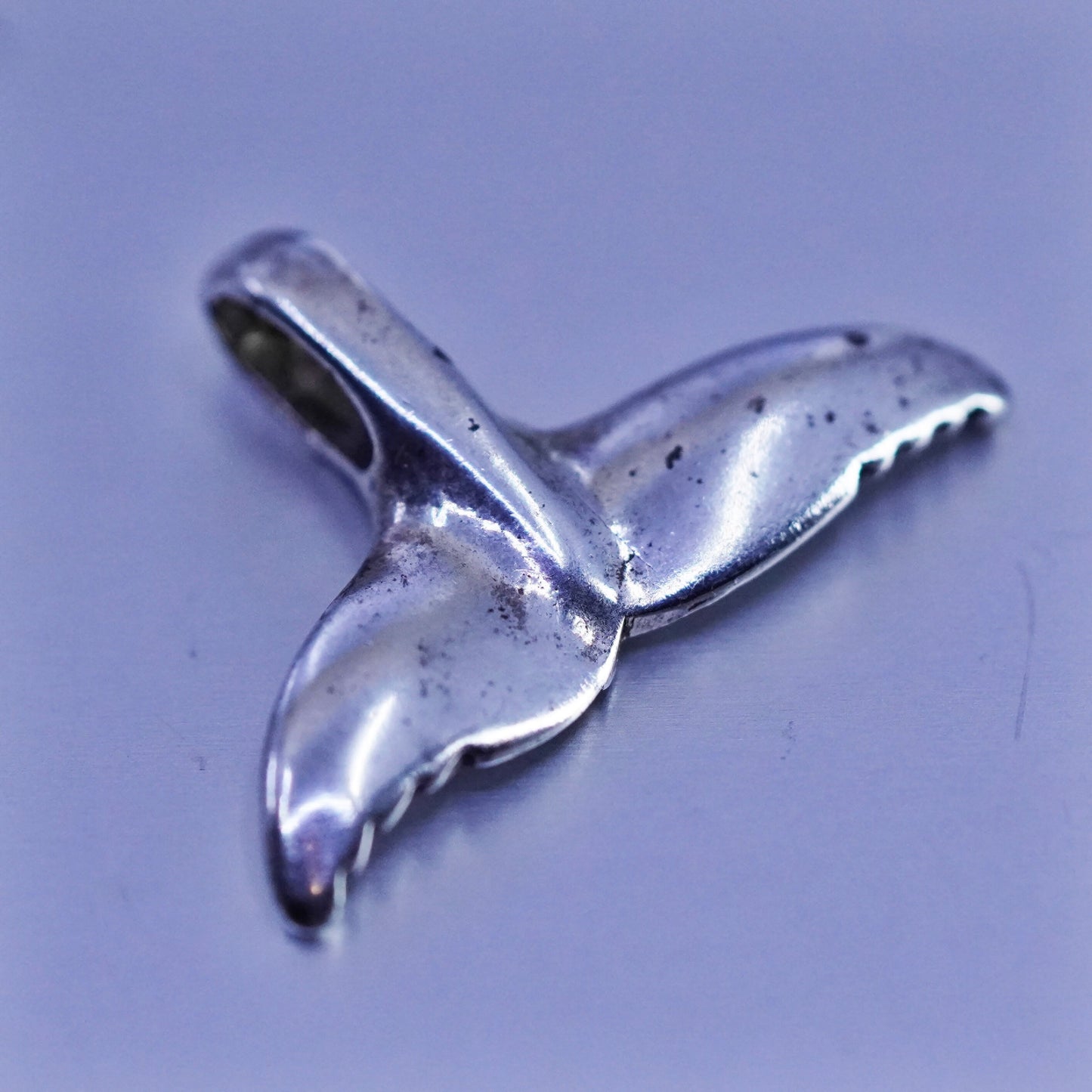 Vintage sterling 925 silver handmade whale tail pendant