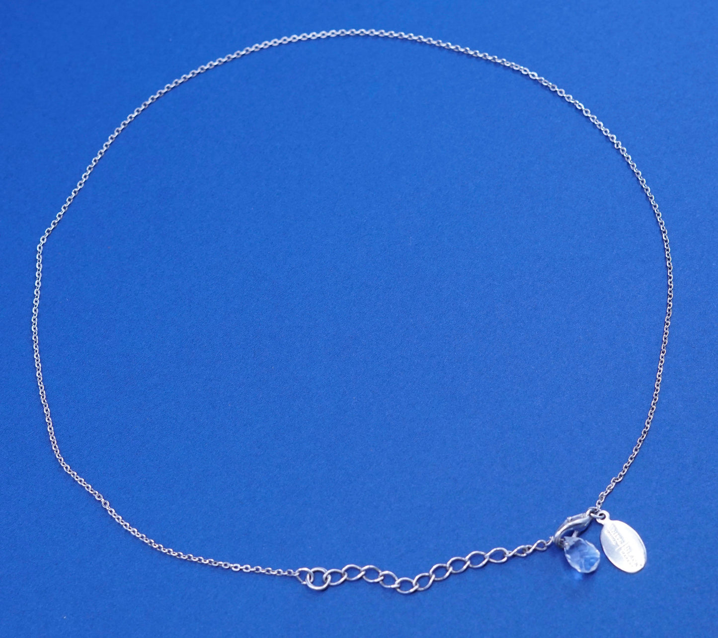 16”+2”, Black White House market silver tone necklace w/ Crystal teardrop