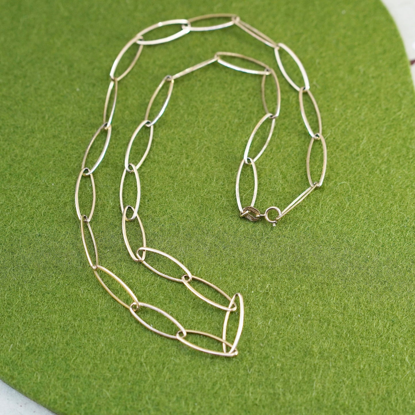 17”, danecraft vermeil gold over sterling 925 silver marquise chain, necklace