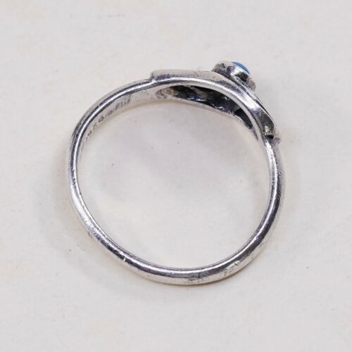 Sz 5.5, Vintage Sterling Silver handmade Turquoise Beads Ring