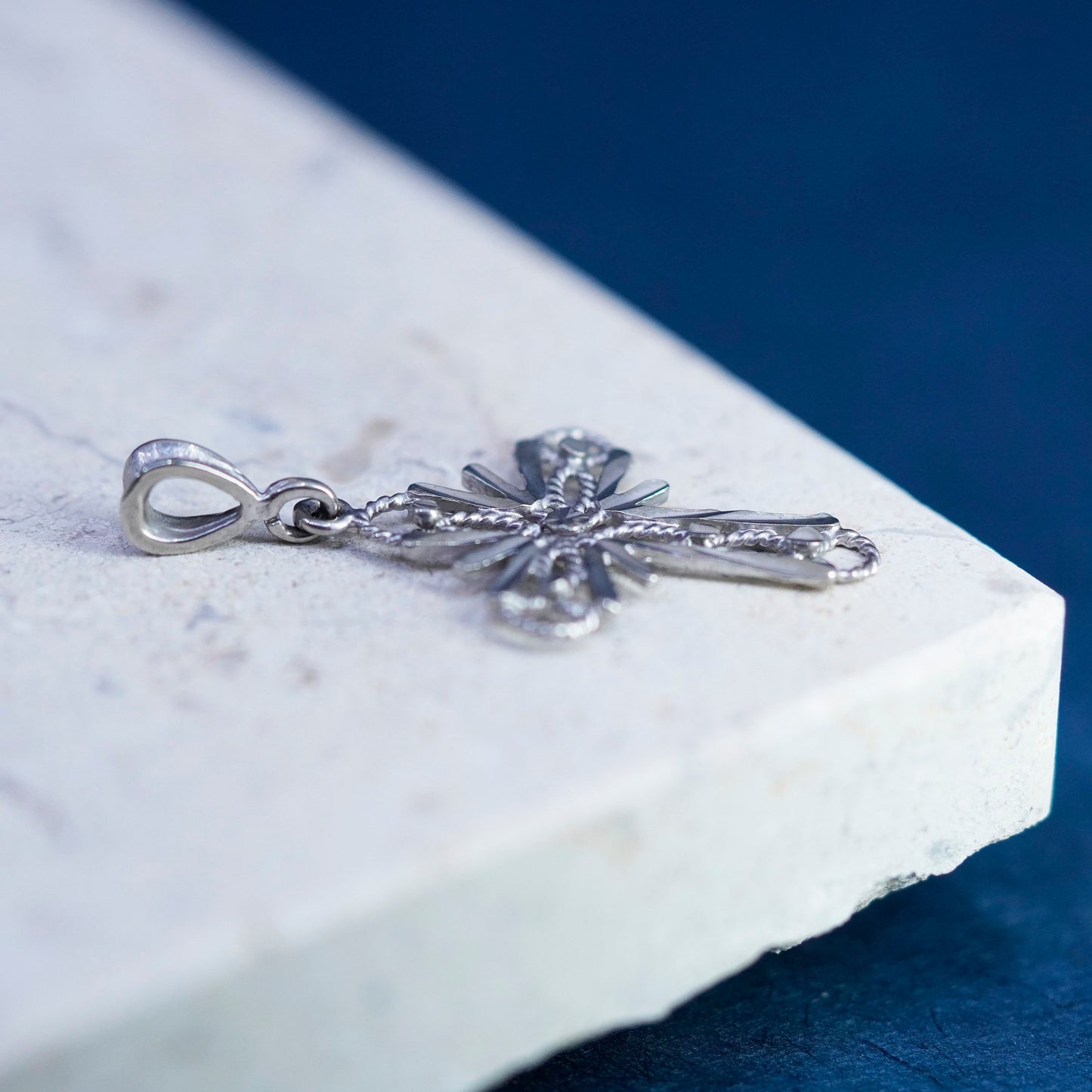 Sterling silver handmade pendant, 925 filigree cross charm