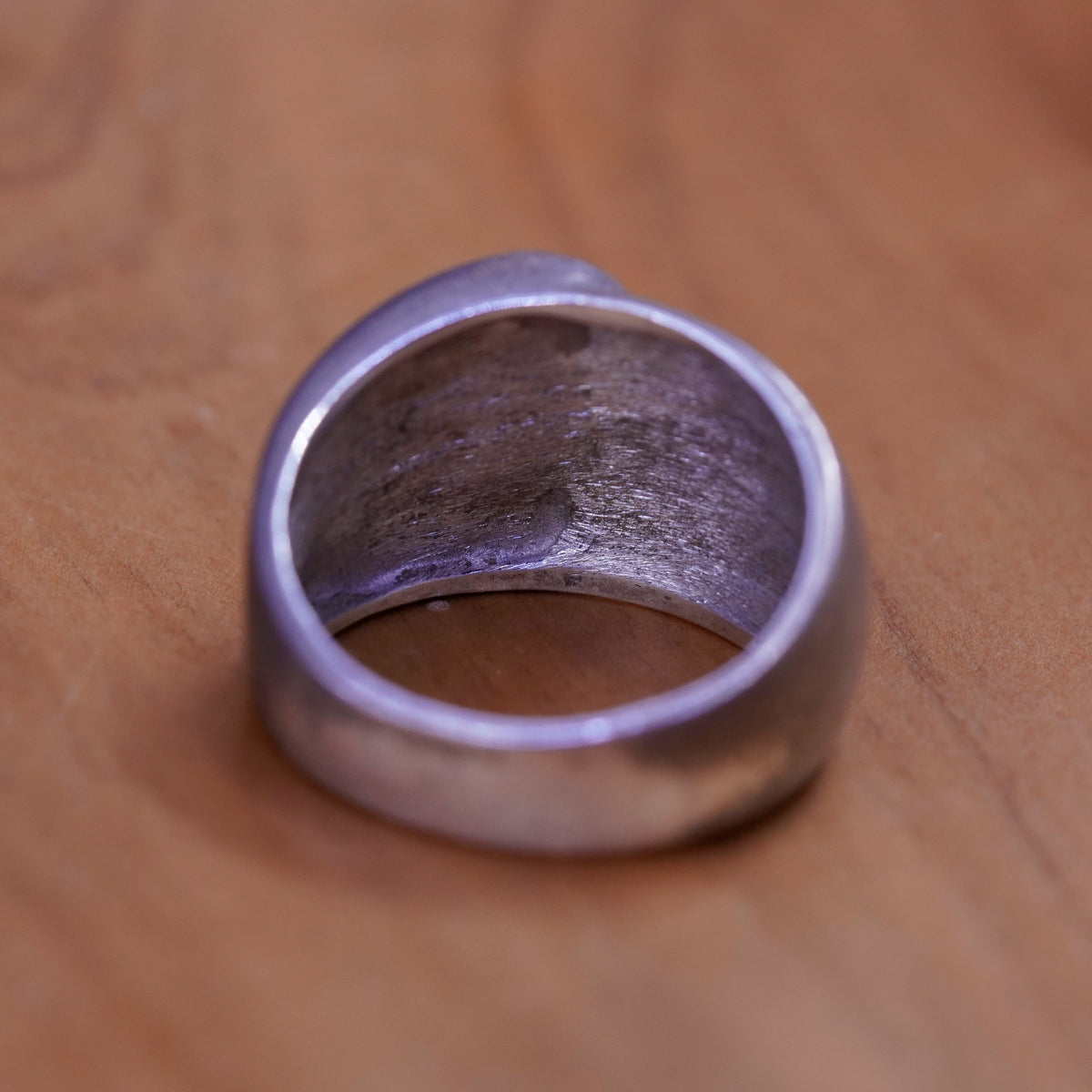 Size 7.25, sterling silver handmade ring, 925 ribbed band minimalist, modernist