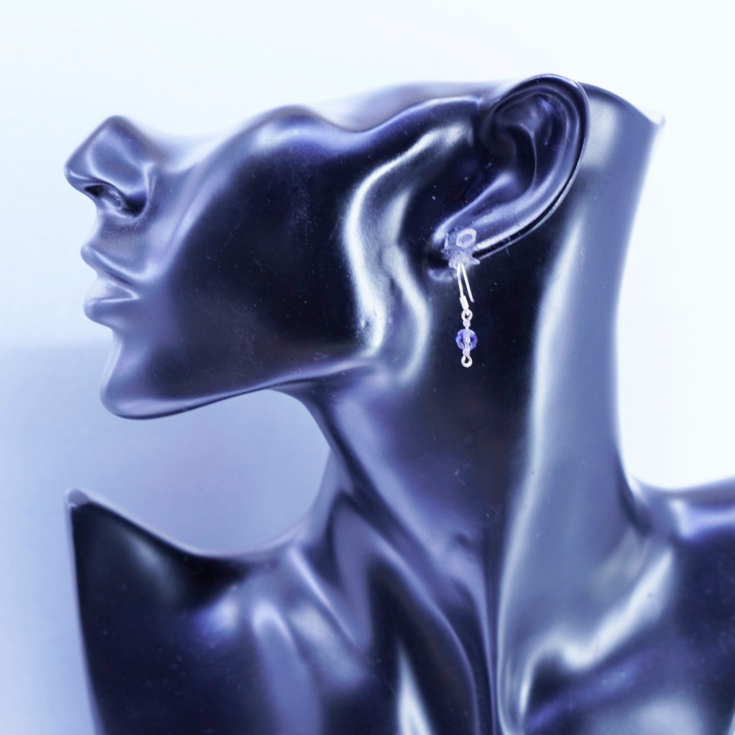 Vintage Sterling 925 silver earrings with amethyst beads