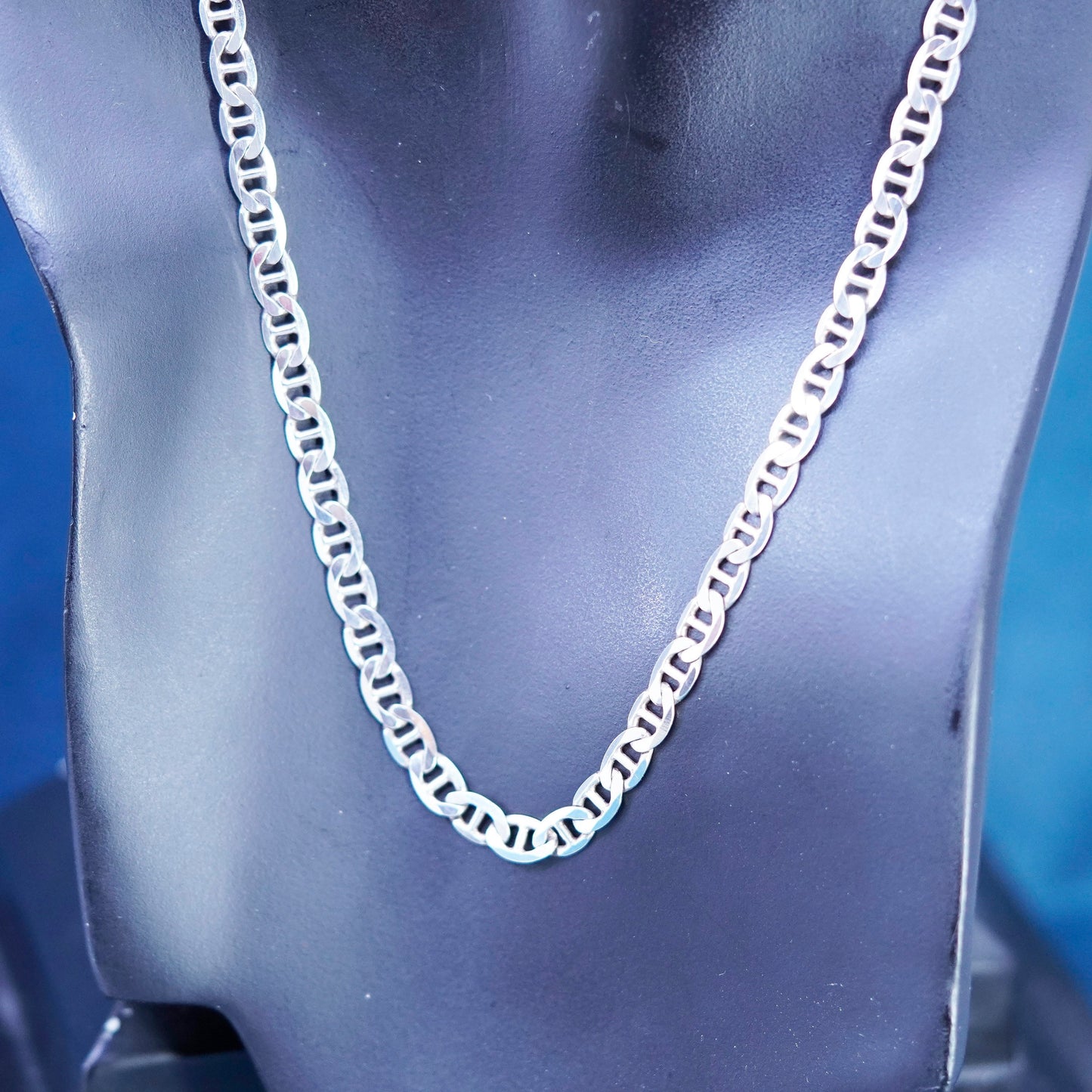 20”, 6mm, vintage Sterling silver handmade necklace, 925 anchor link chain