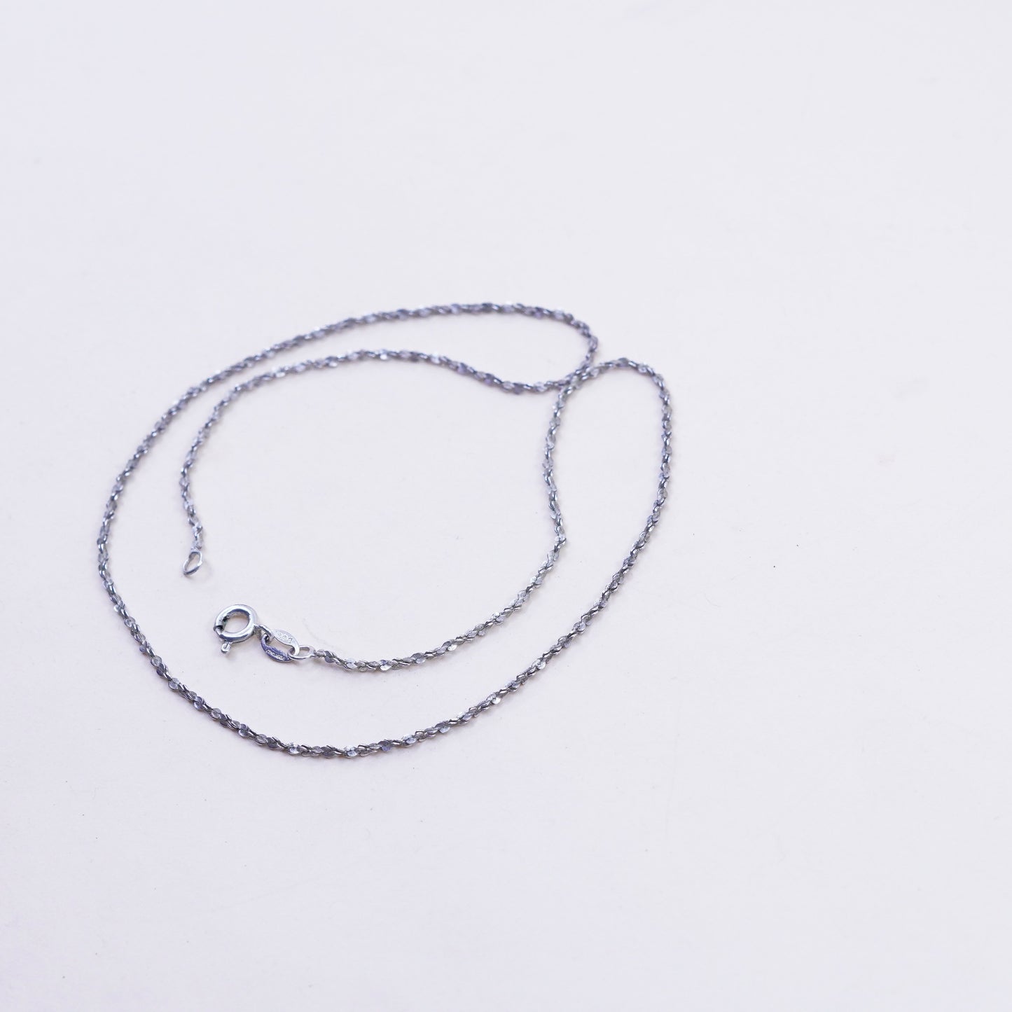 16”, 1mm, Vintage sterling silver Italy 925 twisted s link chain, necklace