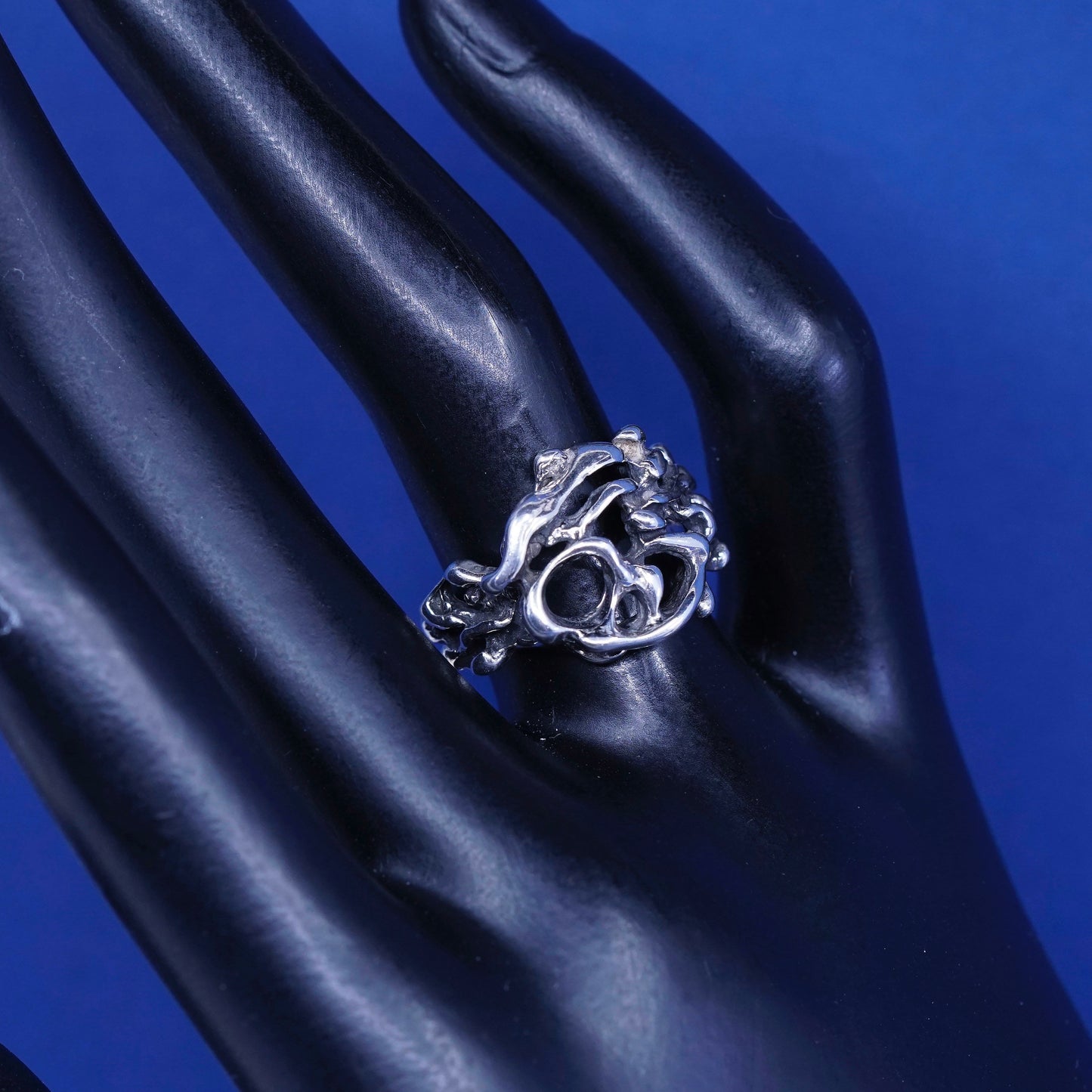 sz 5.75, Jens Peterson Art Nouveau Sterling silver handmade ring, 925 band