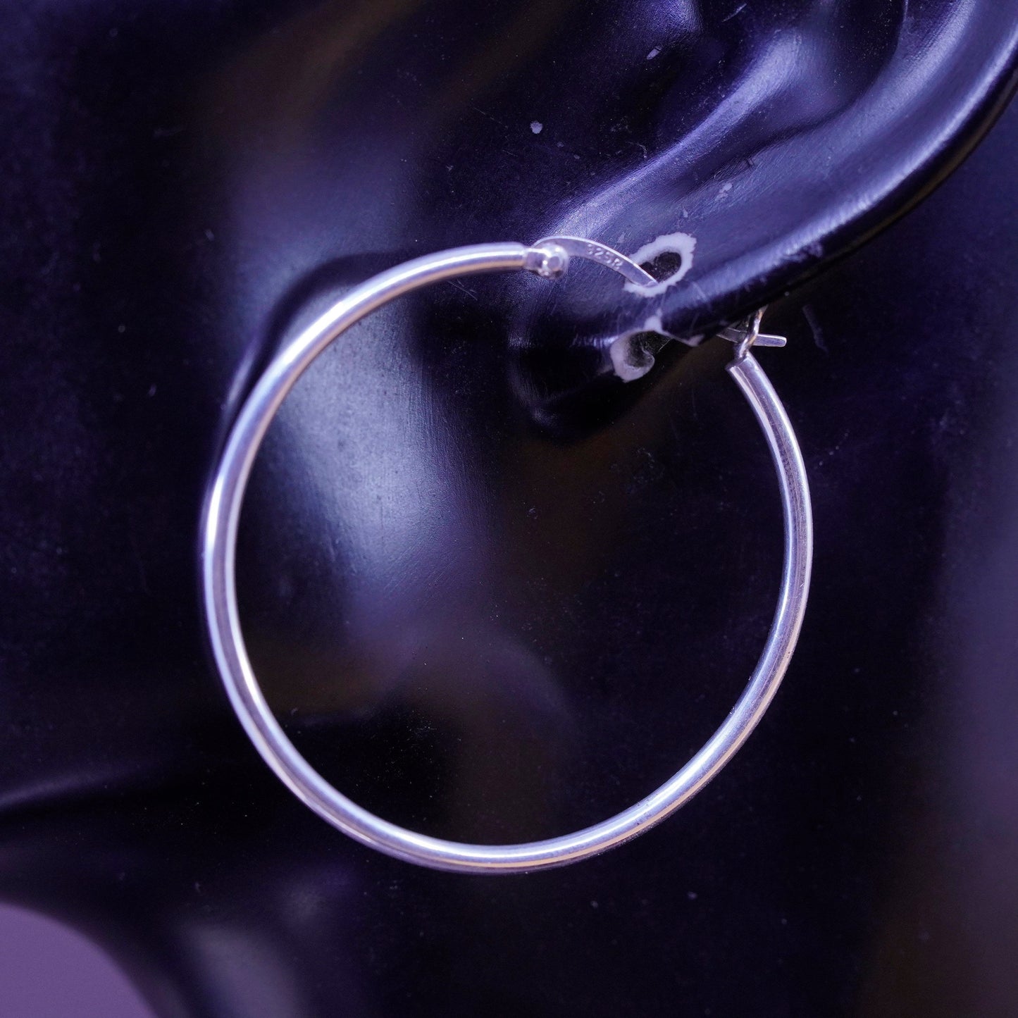 1.75”, vintage Sterling silver handmade earrings, 925 silver hoops