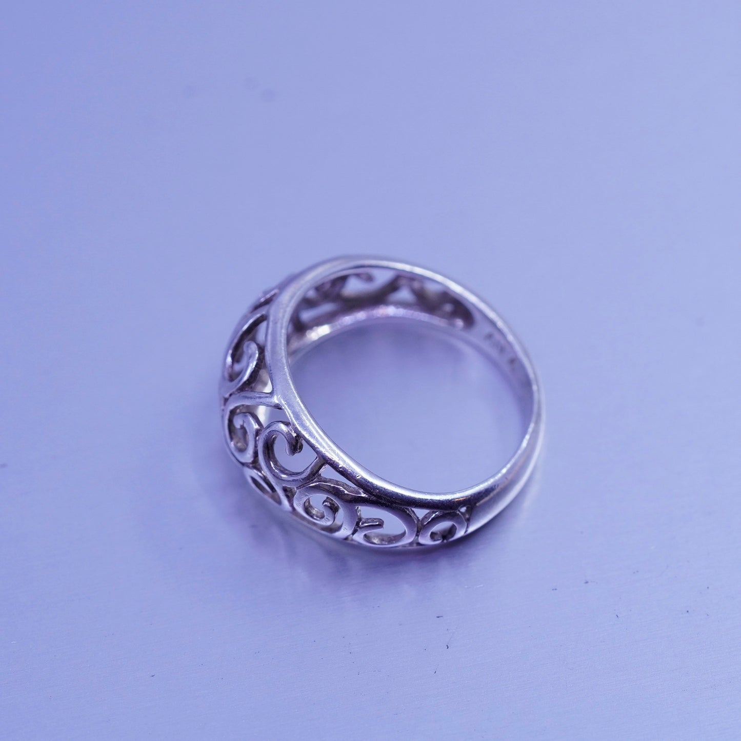 Size 7.25, vintage Sterling 925 silver handmade ring, filigree band