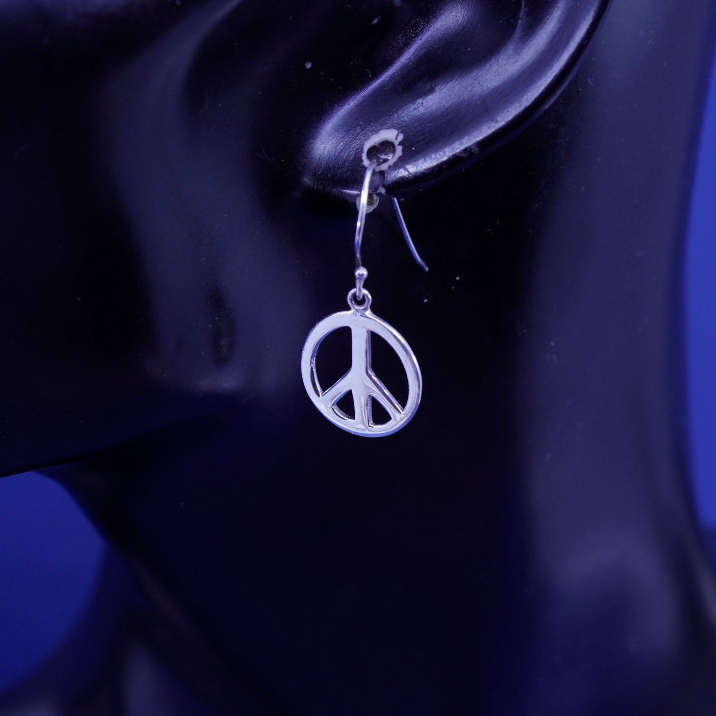 Vintage sterling 925 silver handmade earrings, CND peace sign