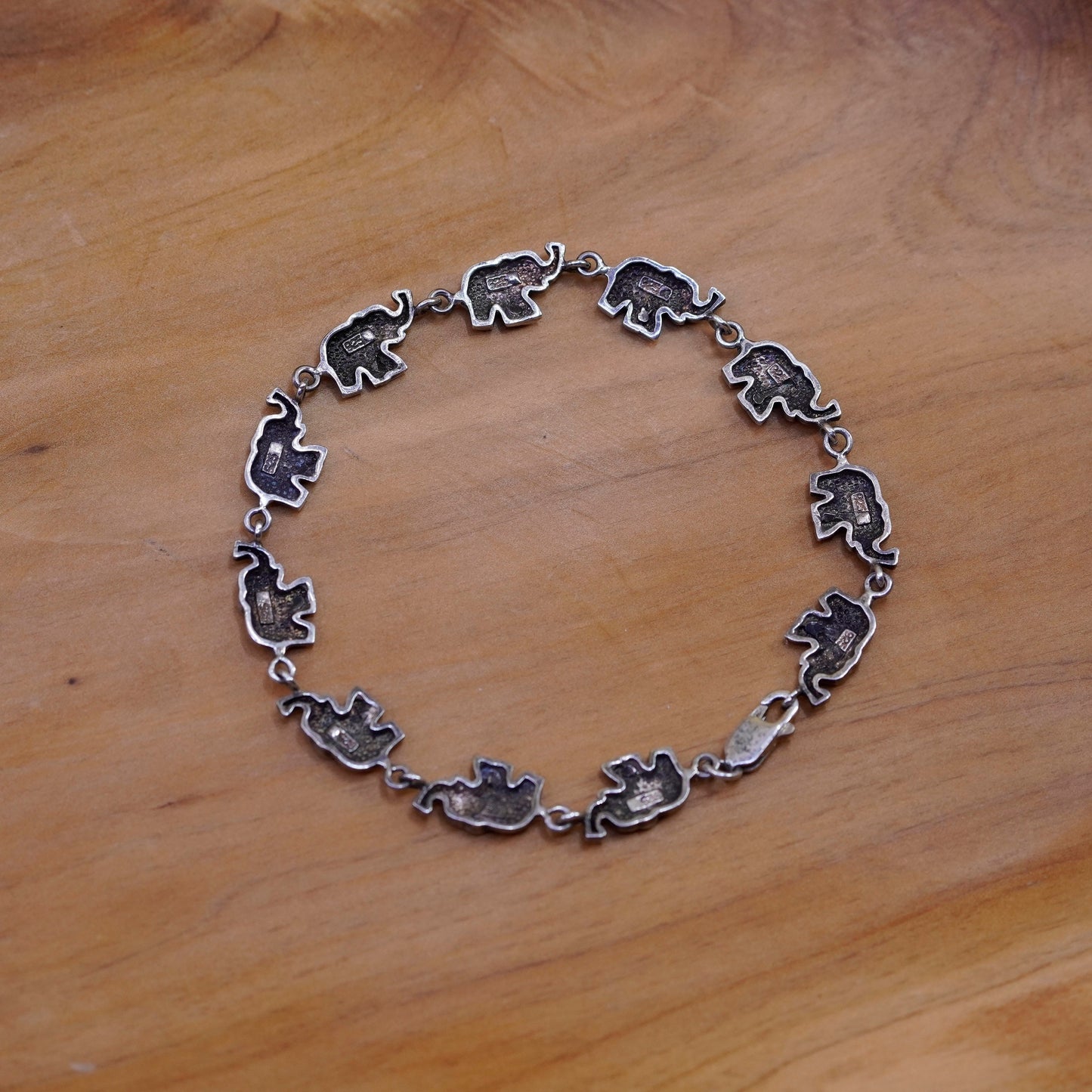 8”, vintage Sterling silver handmade bracelet, 925 elephant chain