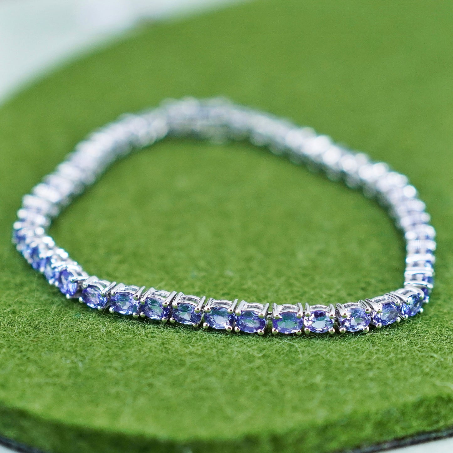 7.5”, vintage Sterling 925 silver tennis bracelet with amethyst