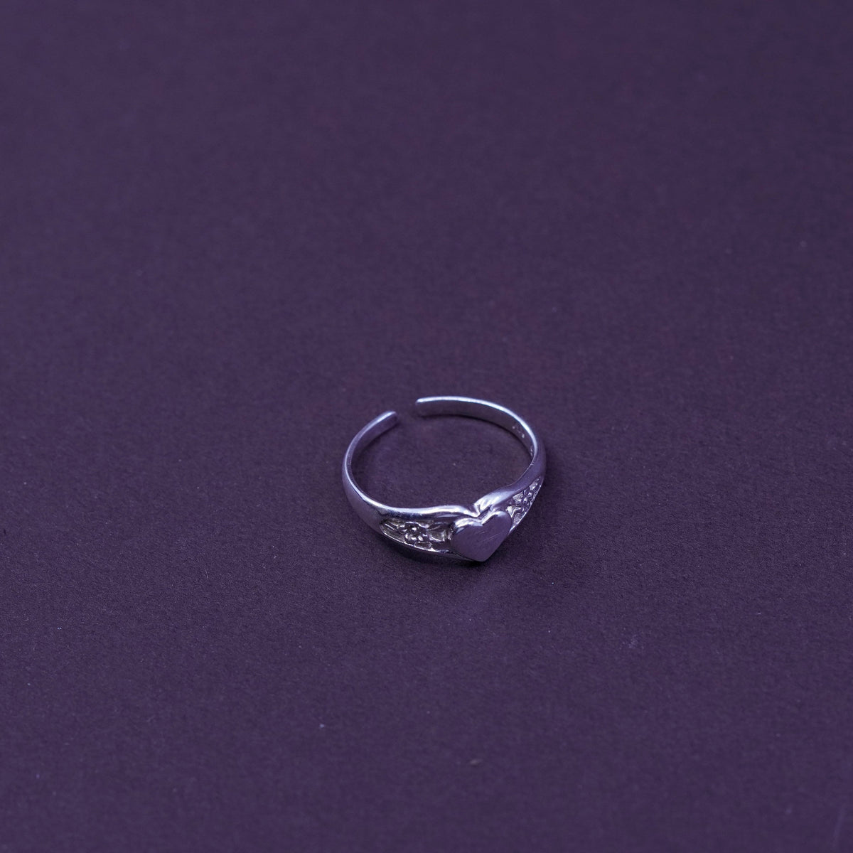 Size 2.75, vintage Sterling silver handmade ring, 925 filigree heart