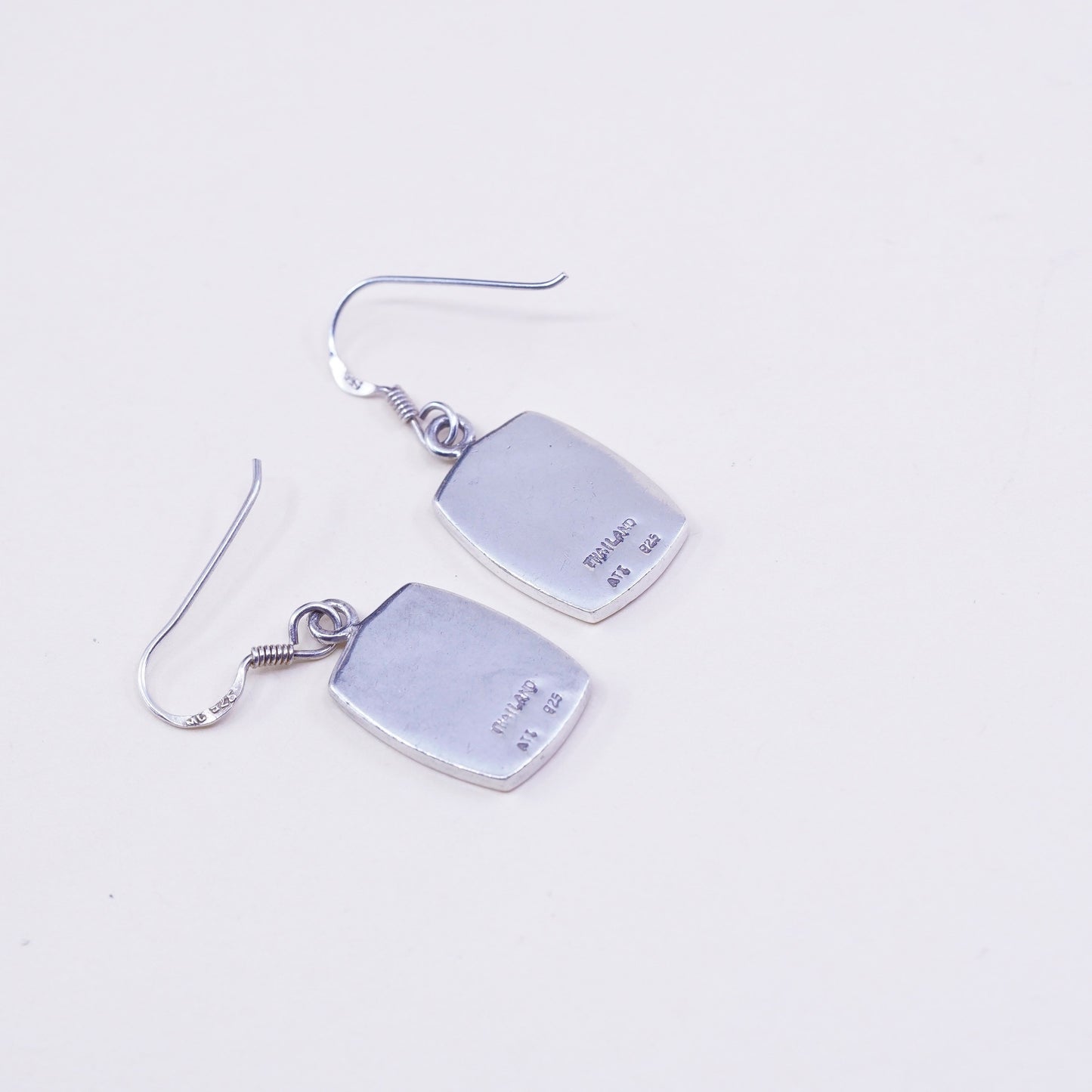 Vintage sterling 925 silver handmade oval earrings with abalone