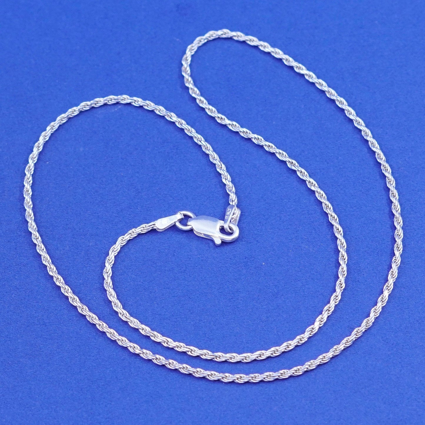 16”, 1.6mm, vintage Sterling silver handmade necklace, 925 diamond rope chain