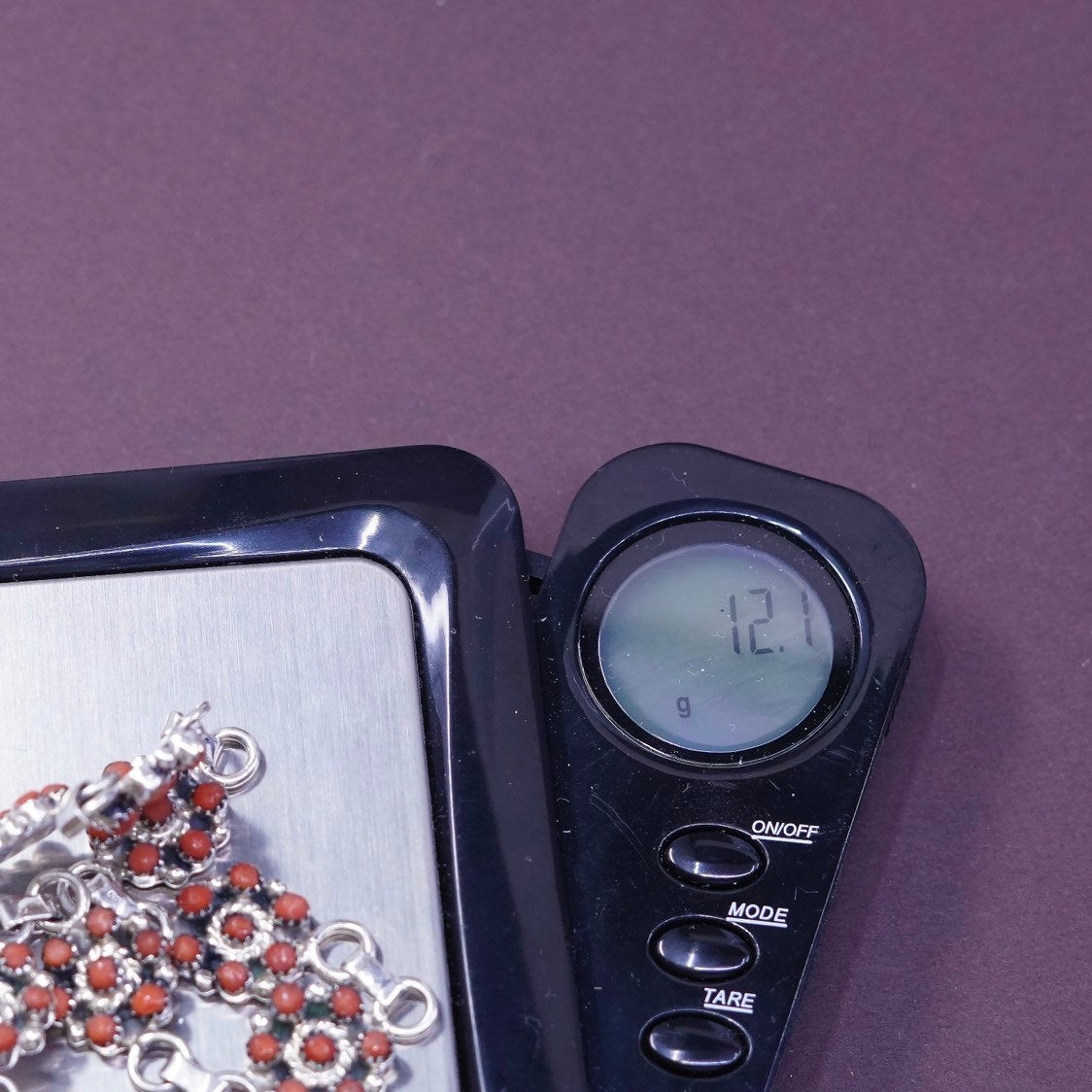 7.5", Native American Mary Sterling silver bracelet, navajo 925 flower w/ coral
